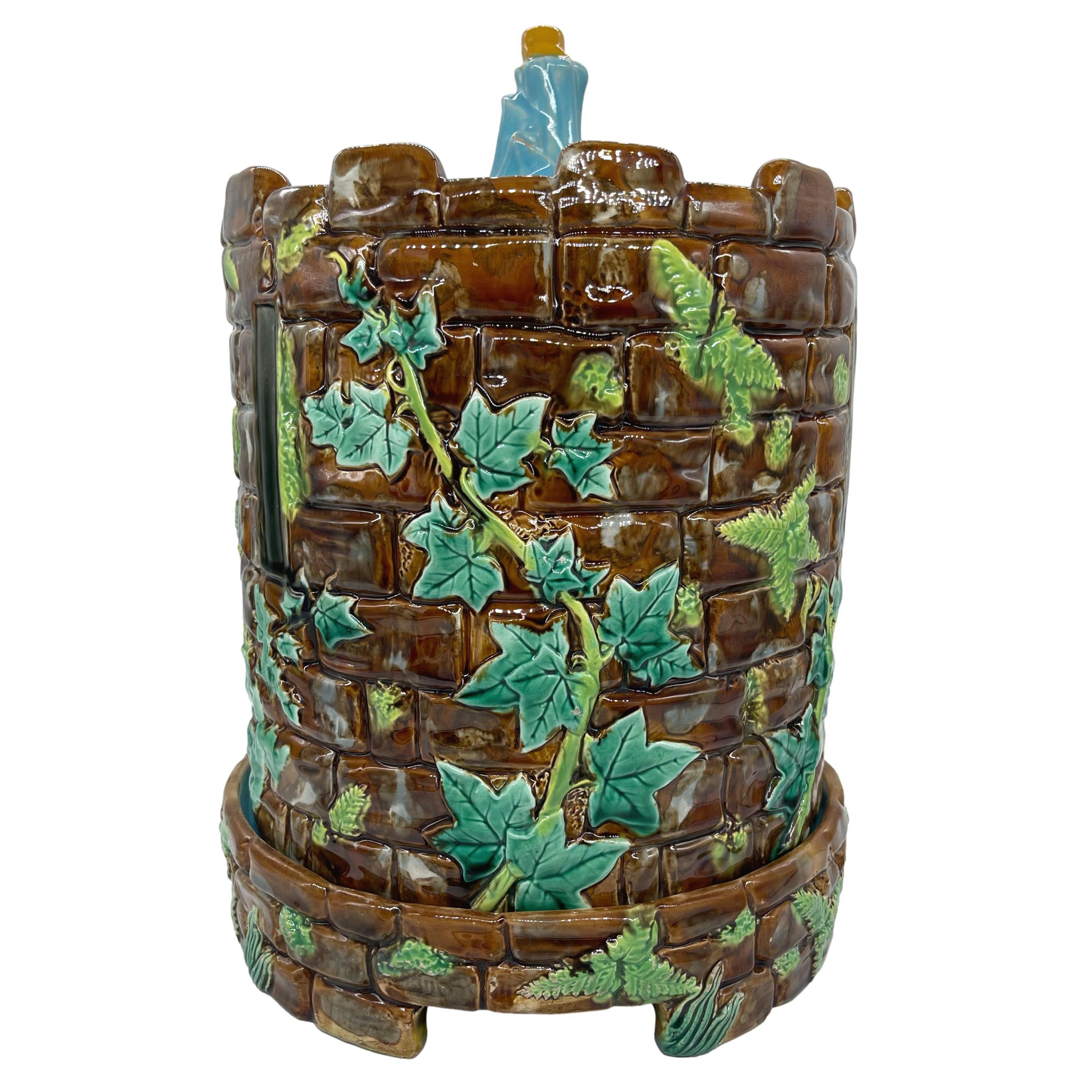 19th Century George Jones Majolica 'Tower Stilton' Dish Cheese-Keeper, English, ca. 1876 For Sale