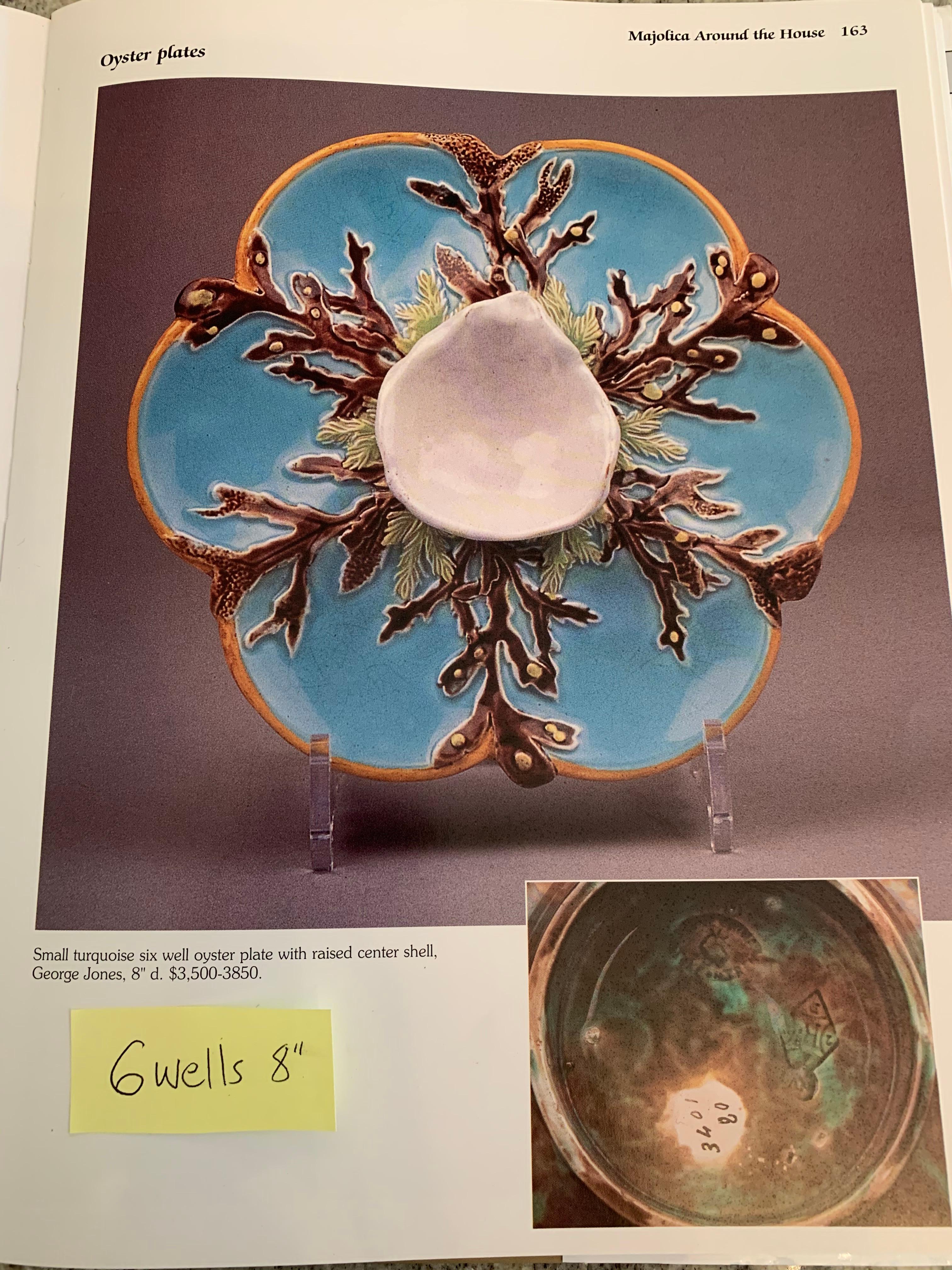George Jones Majolica Turquoise Eight Well Oyster Plate, English, circa 1874 4