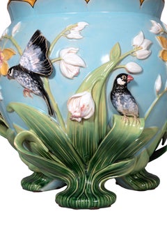 George Jones Majolica Turquoise Ground Jardiniere