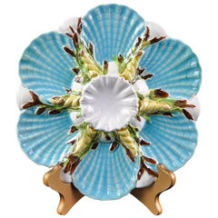 George Jones Majolica Turquoise Oyster Plate, English, circa 1875