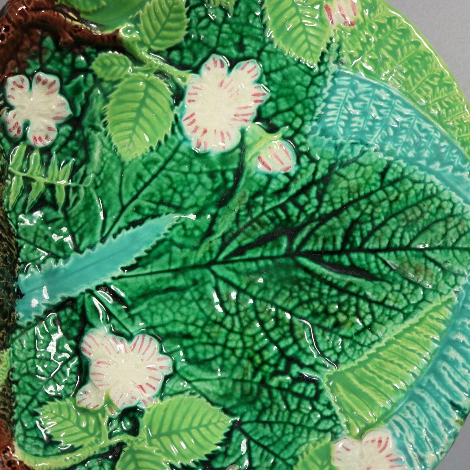 Plat à oiseaux à deux lobes en majolique de George Jones en vente 7