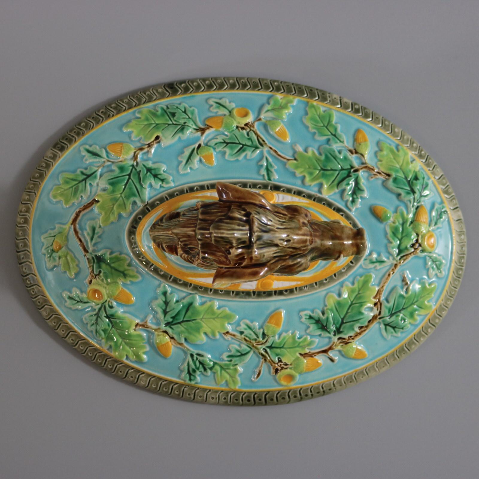 Plato para tarta de majolica George Jones Juego de jabalí en venta 5