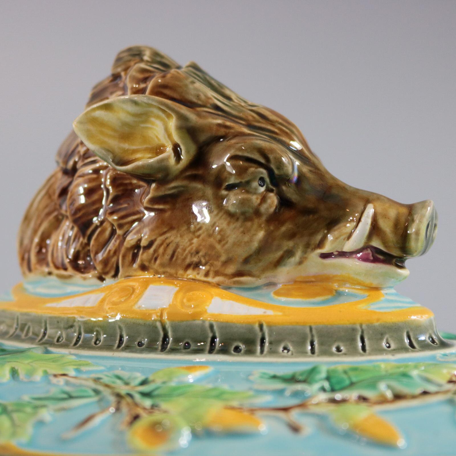Plato para tarta de majolica George Jones Juego de jabalí en venta 6
