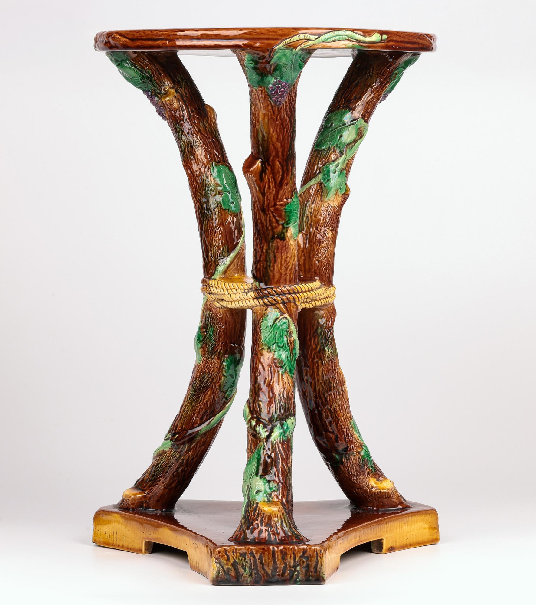 George Jones Rare Large Majolica Floor Standing Pedestal or Pot Stand For Sale 3