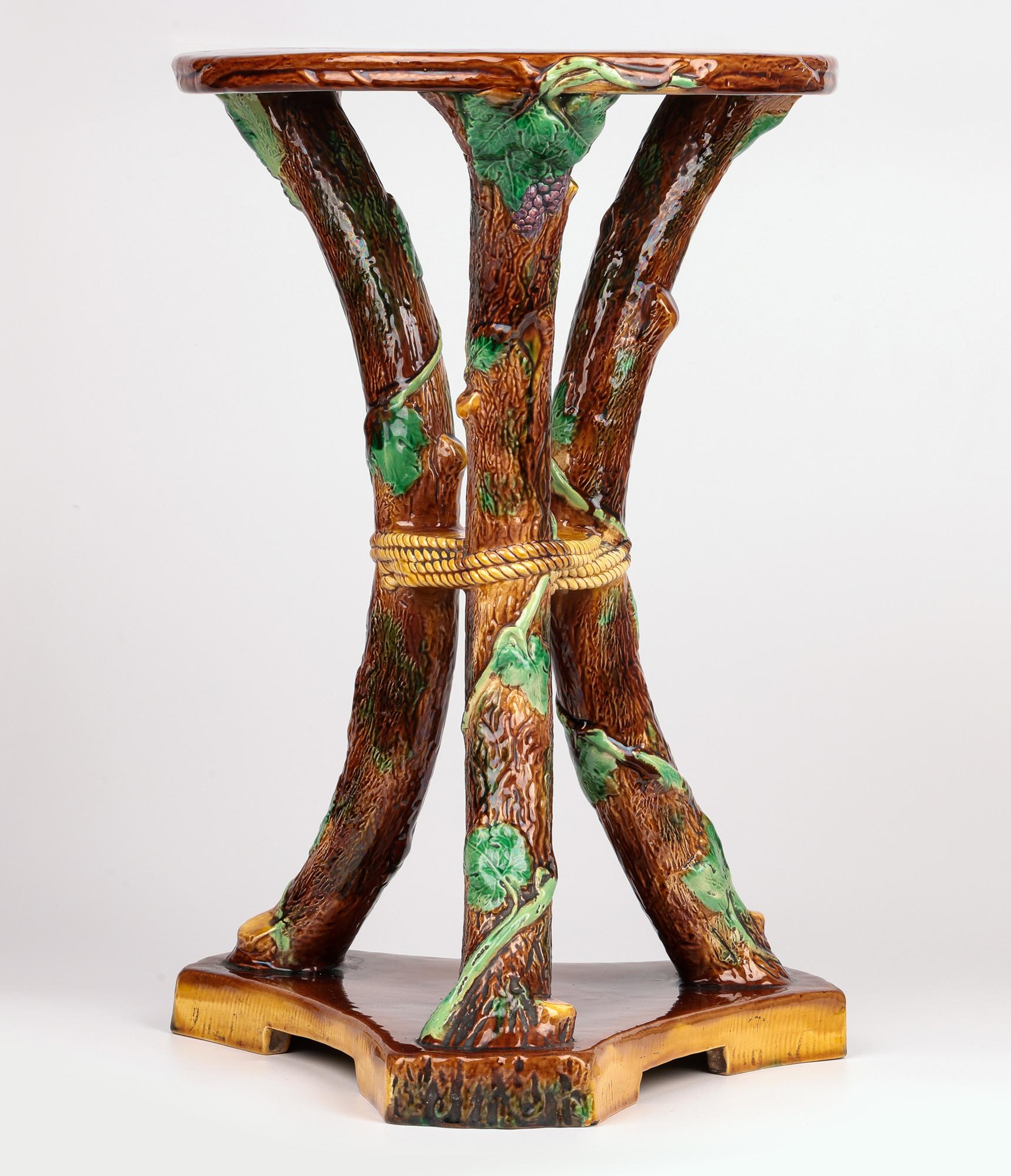 George Jones Rare Large Majolica Floor Standing Pedestal or Pot Stand For Sale 8