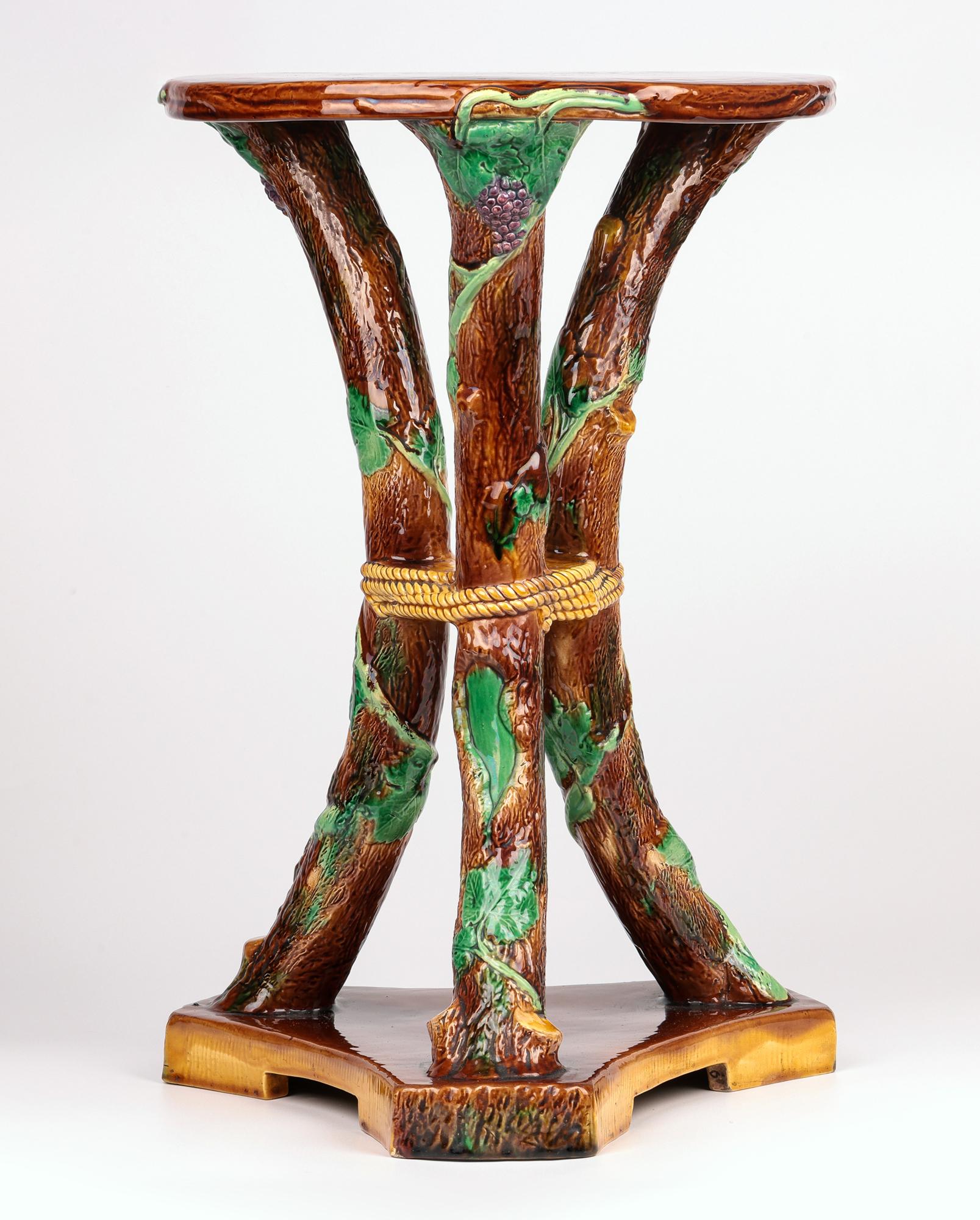 George Jones Rare Large Majolica Floor Standing Pedestal or Pot Stand For Sale 10