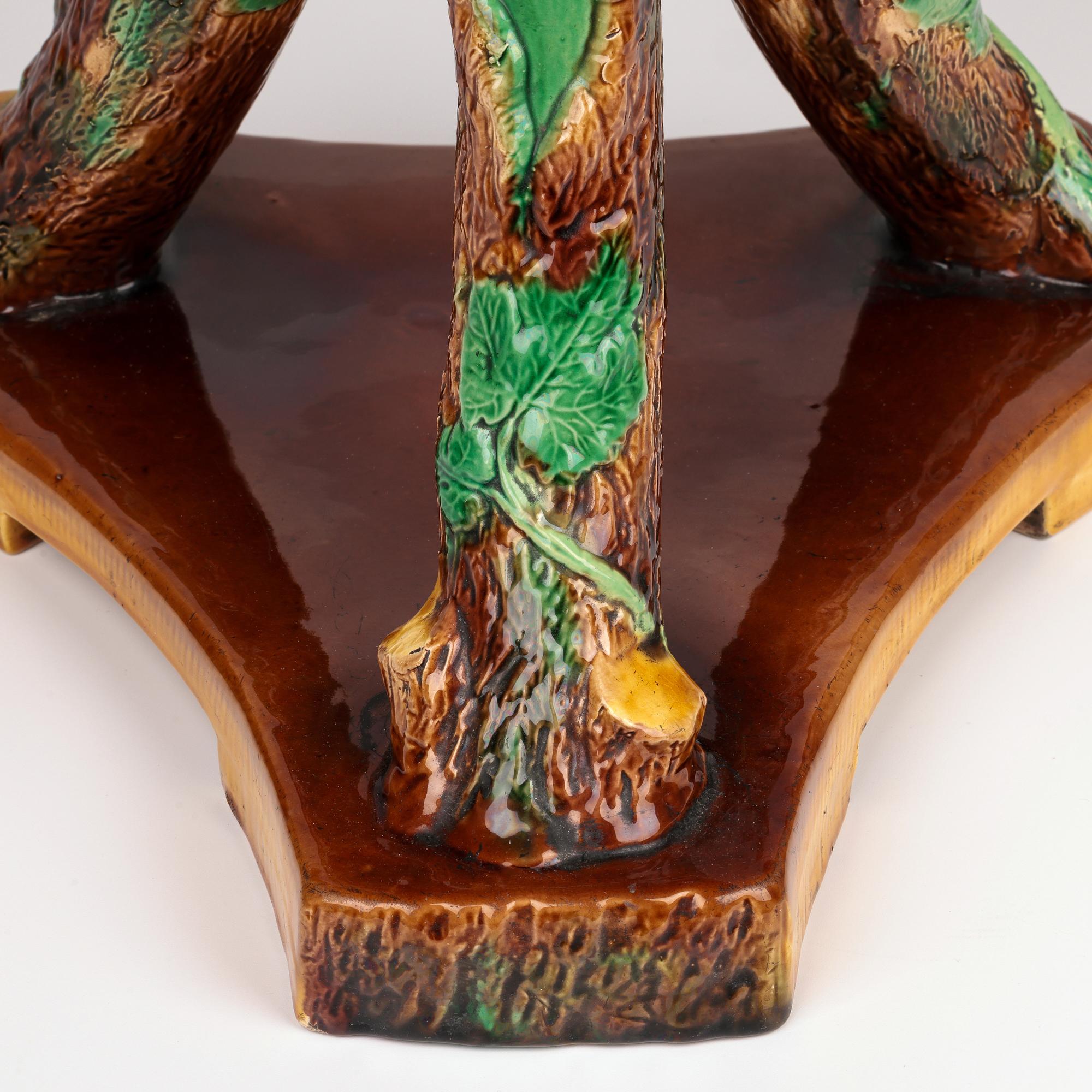 Glazed George Jones Rare Large Majolica Floor Standing Pedestal or Pot Stand For Sale