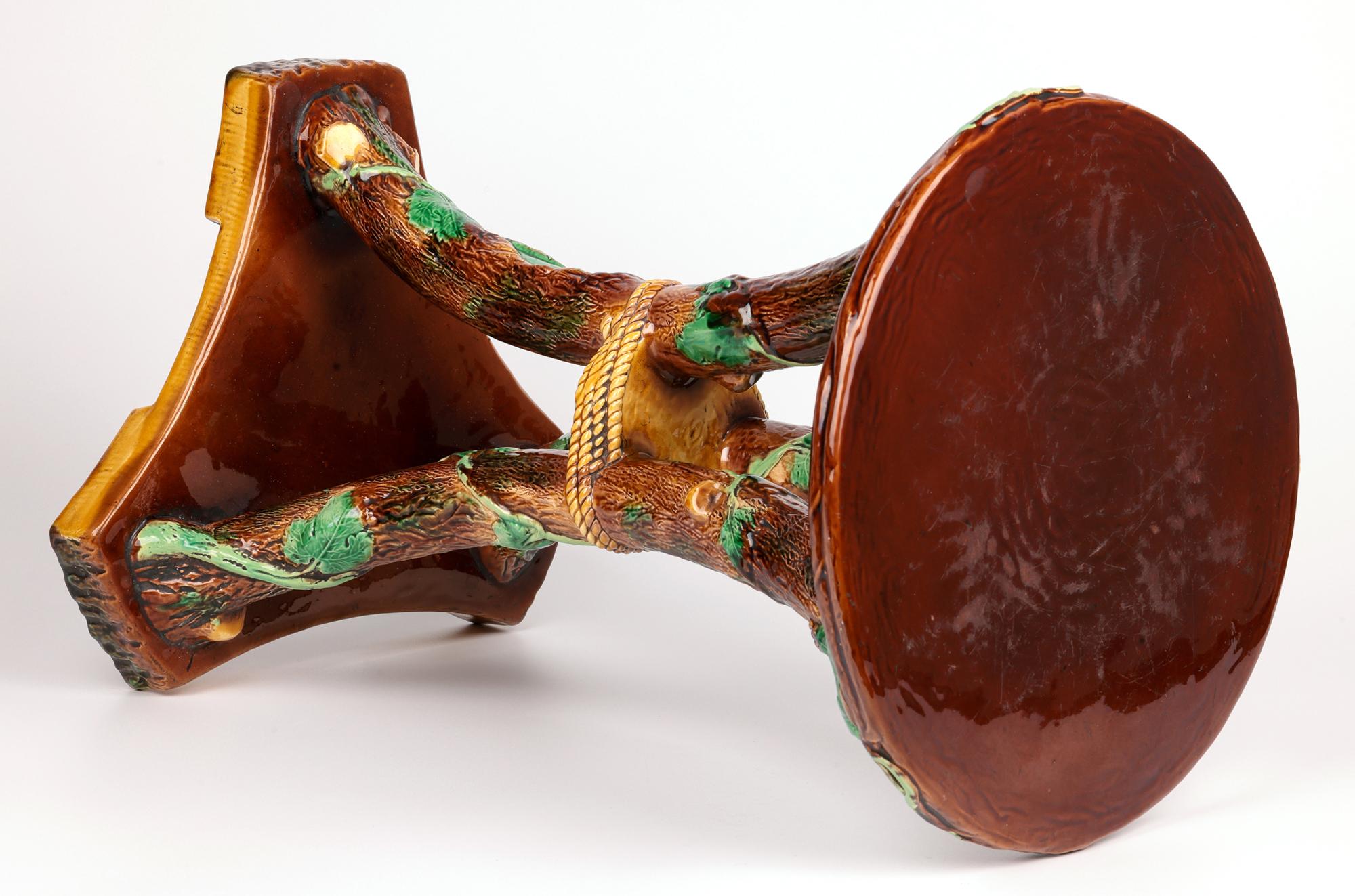 Mid-19th Century George Jones Rare Large Majolica Floor Standing Pedestal or Pot Stand For Sale