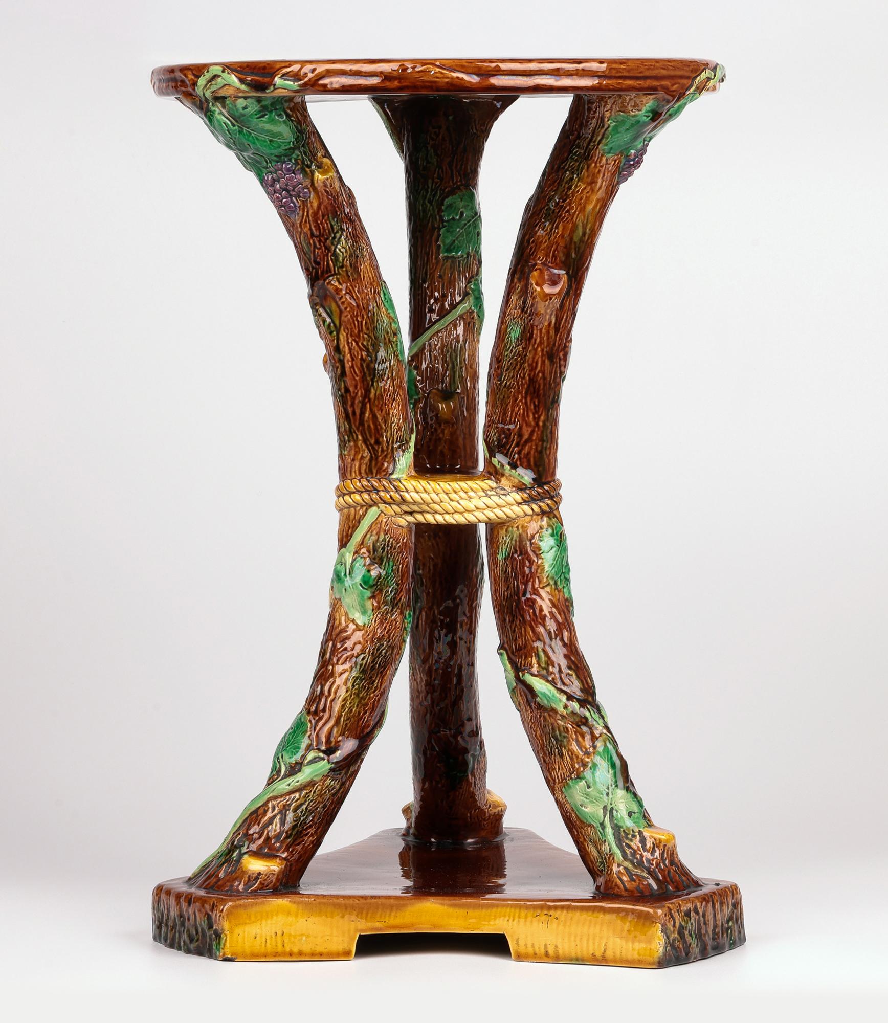 Earthenware George Jones Rare Large Majolica Floor Standing Pedestal or Pot Stand For Sale