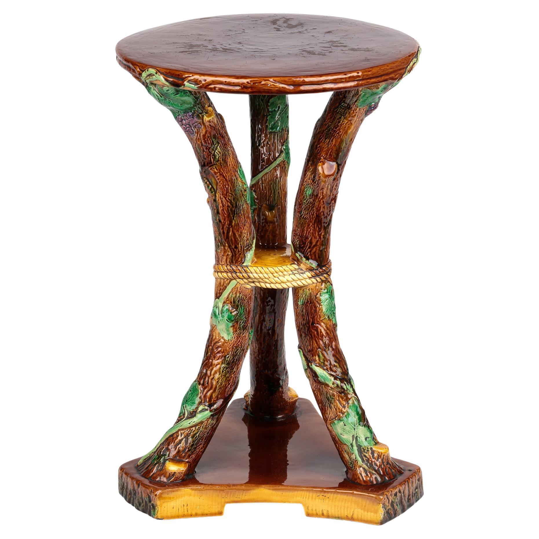 George Jones Rare Large Majolica Floor Standing Pedestal or Pot Stand For Sale