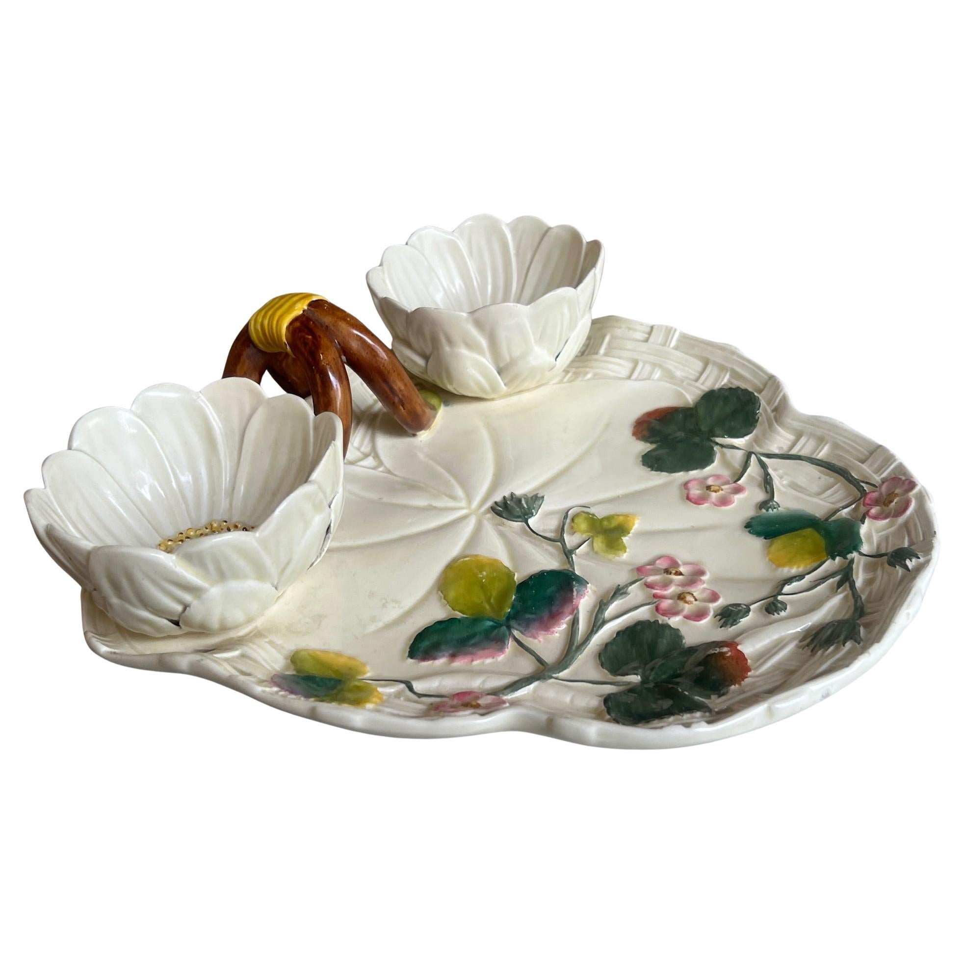 George Jones Majolica Strawberry Platter