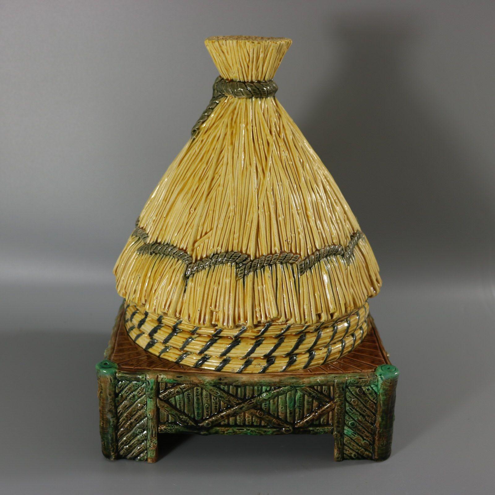 English George Jones Thatched Beehive Cheese Keeper For Sale