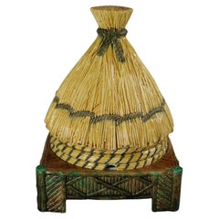 Antique George Jones Thatched Beehive Cheese Keeper