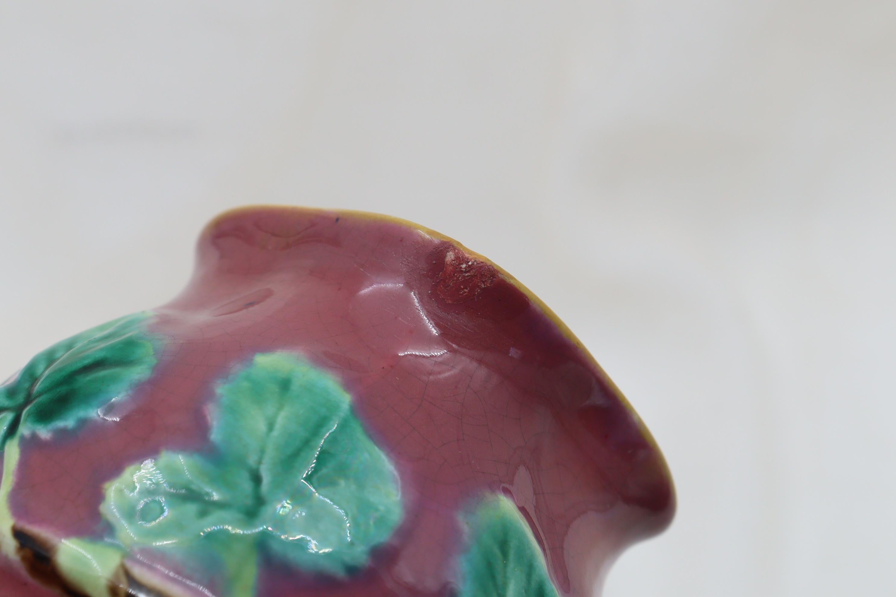 Late 19th Century George Jones three piece majolica strawberry set For Sale