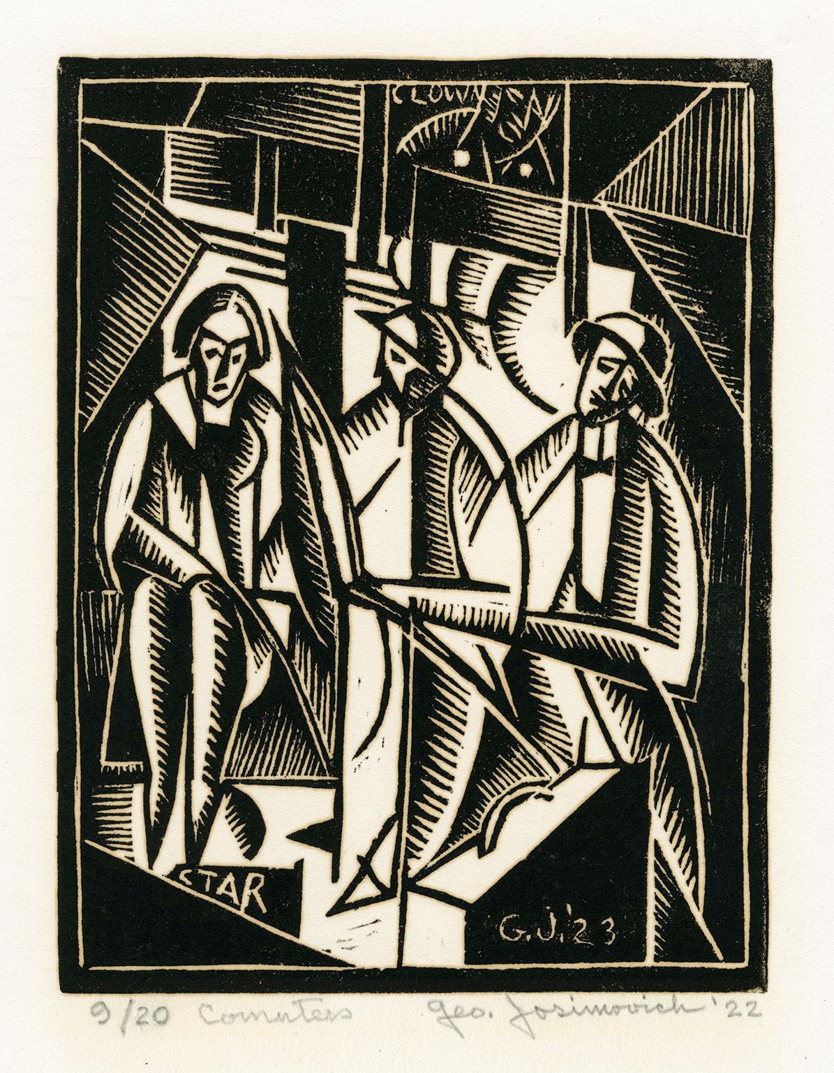 George Josimovich Figurative Print - 'Commuters' — Early 20th-Century Modernism