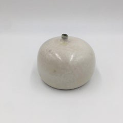 George Jouve Apple Vase in White / Light Grey Enameled Ceramic, circa 1960
