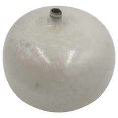 George Jouve Apple Vase in White / Light Grey Enameled Ceramic, circa 1960