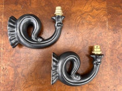 George Jouve style Pair of Ceramic Wall Sconces