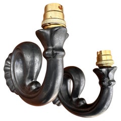 George Jouve style Pair of Ceramic Wall Sconces
