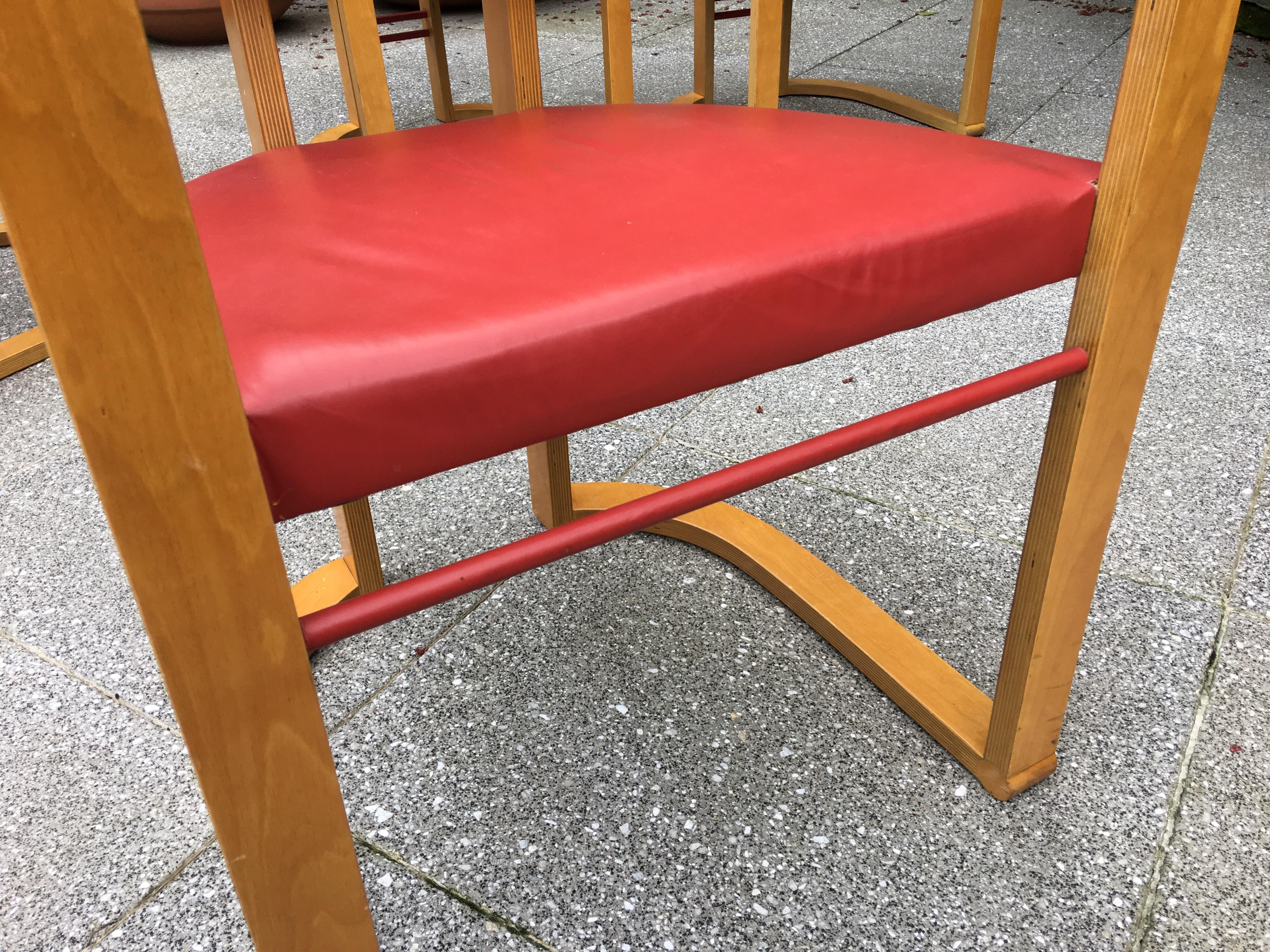 George Kasparian Set of 6 Dining Chairs in Red Leather 3