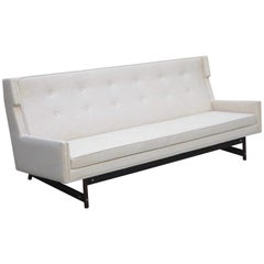 George Kasparian Wingback Sofa on Sculptural Walnut Base