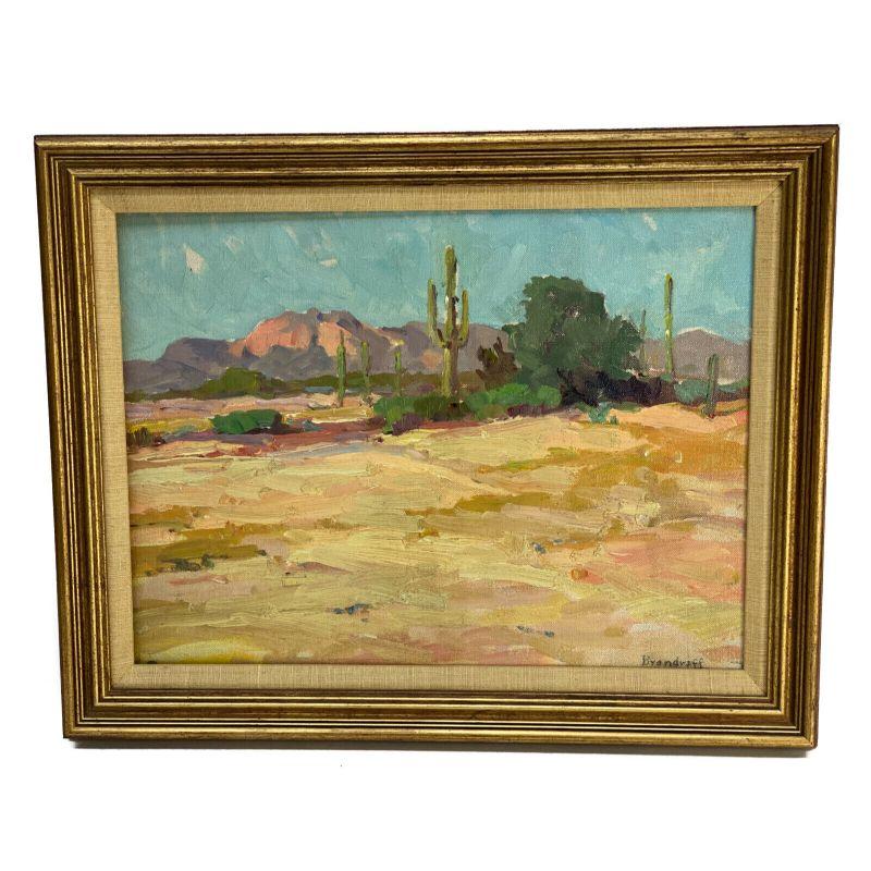 American George Kennedy Brandriff Oil on Canvas Desert in Hemet CA For Sale