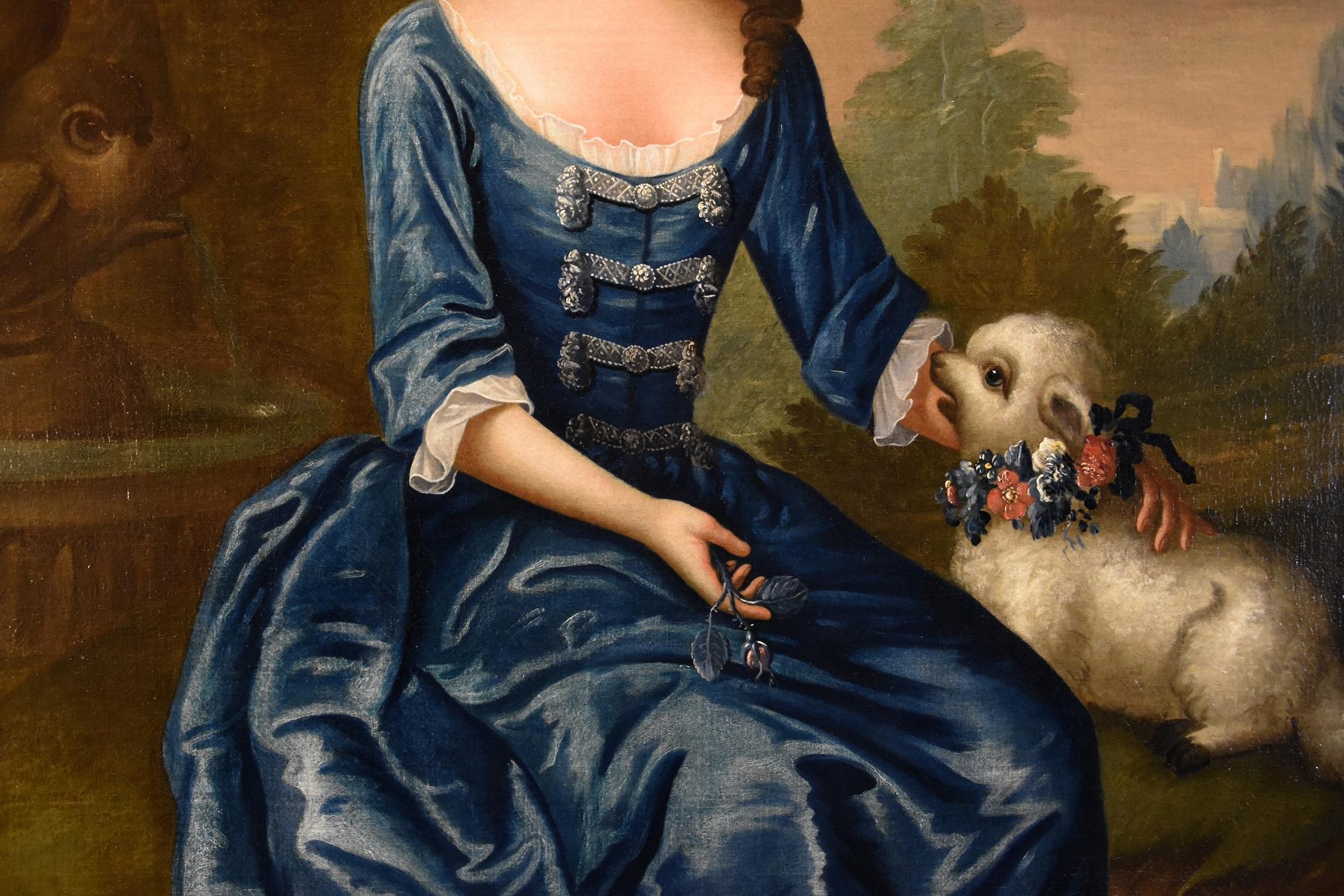 Portrait Woman Knapton Paint Oil on canvas 18th Century Old master English Art For Sale 3