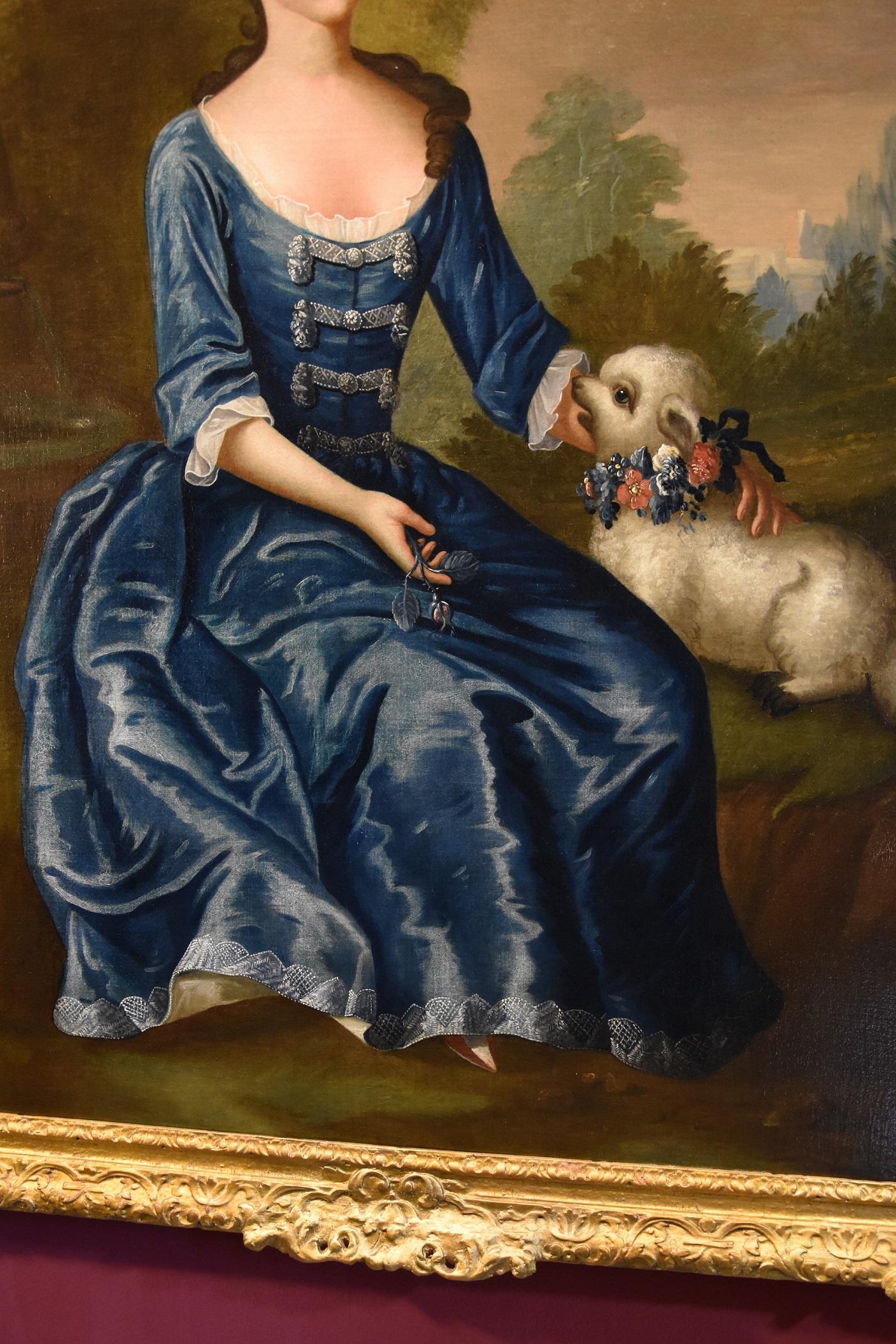 Portrait Woman Knapton Paint Oil on canvas 18th Century Old master English Art For Sale 4