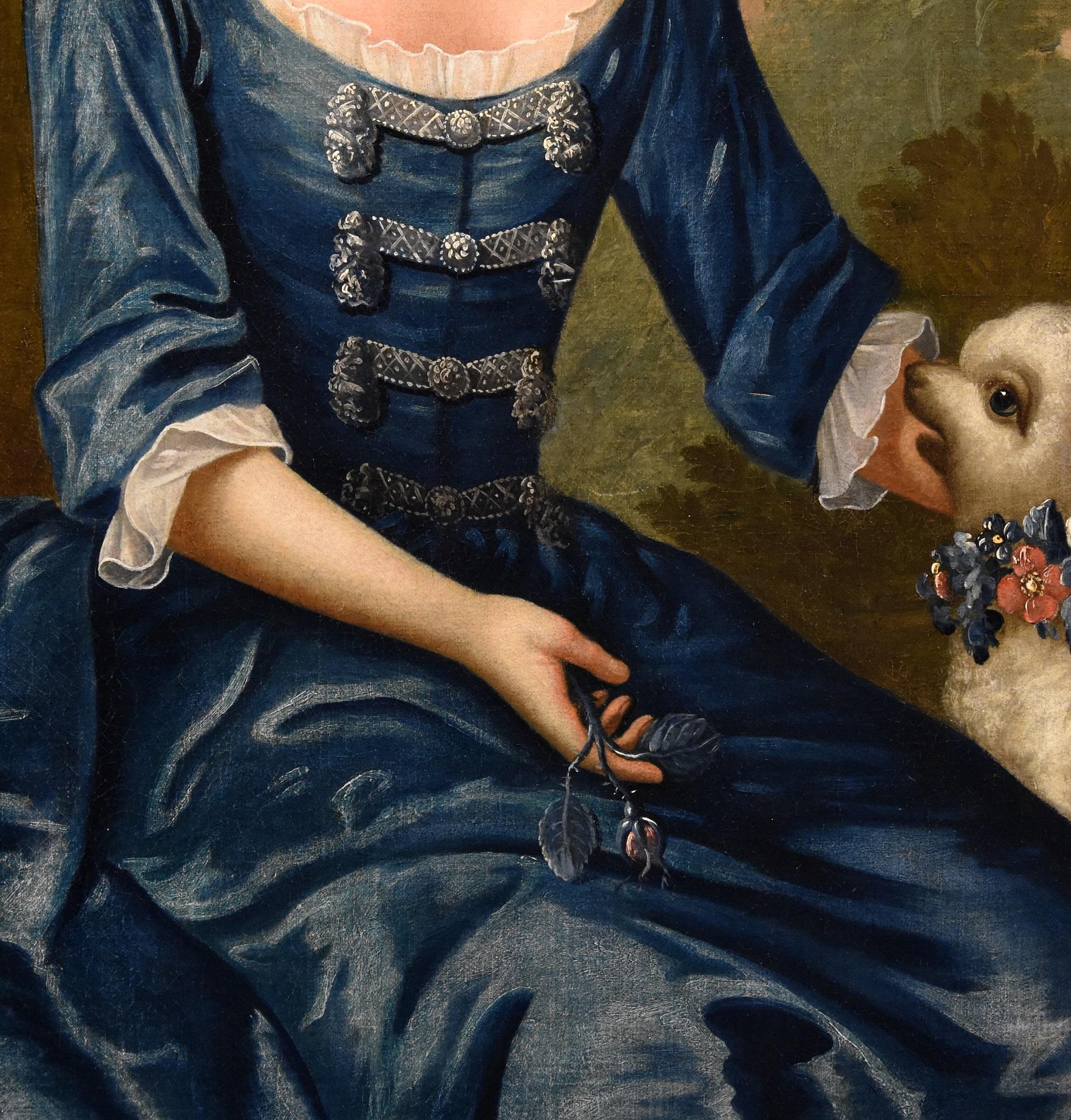 Portrait Woman Knapton Paint Oil on canvas 18th Century Old master English Art For Sale 1