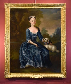 Antique Portrait Woman Knapton Paint Oil on canvas 18th Century Old master English Art
