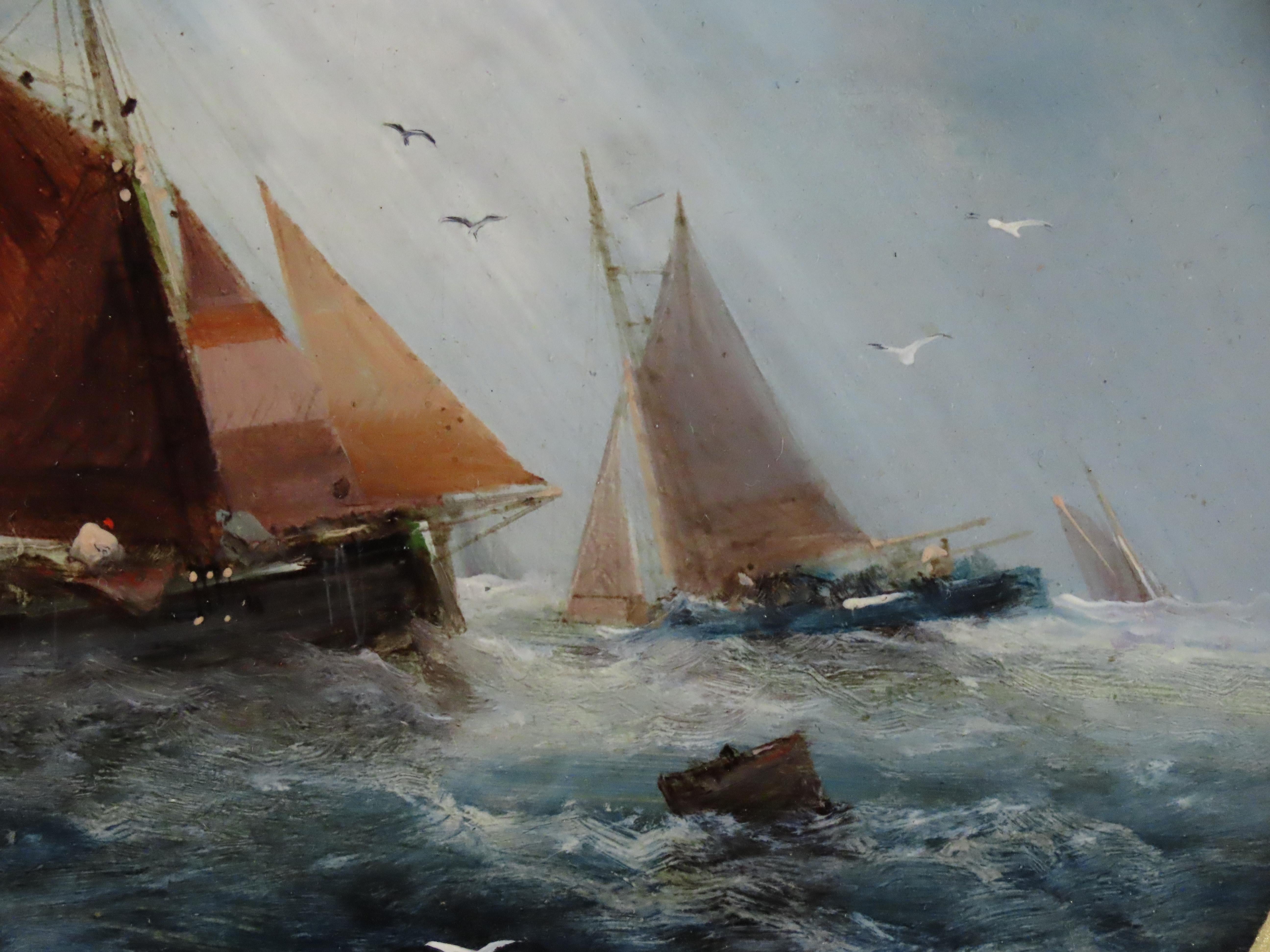 Ein Satz von vier Original-Ölen auf Karton von George Knight, 