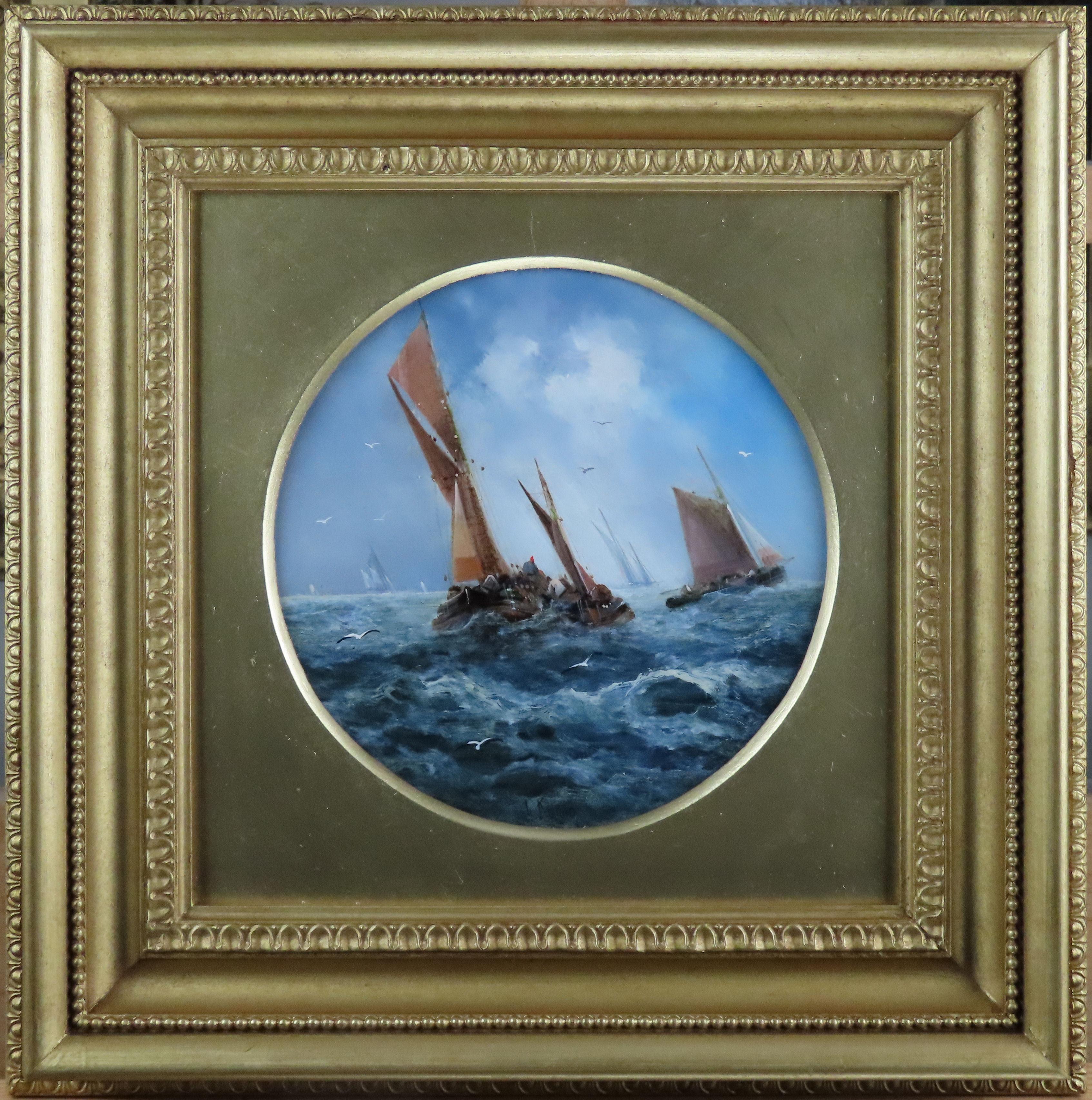 Ein Satz von vier Original-Ölen auf Karton von George Knight, 