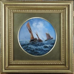 A Set of Four Original Oils on Board by George Knight, "Fishing off the Coast"