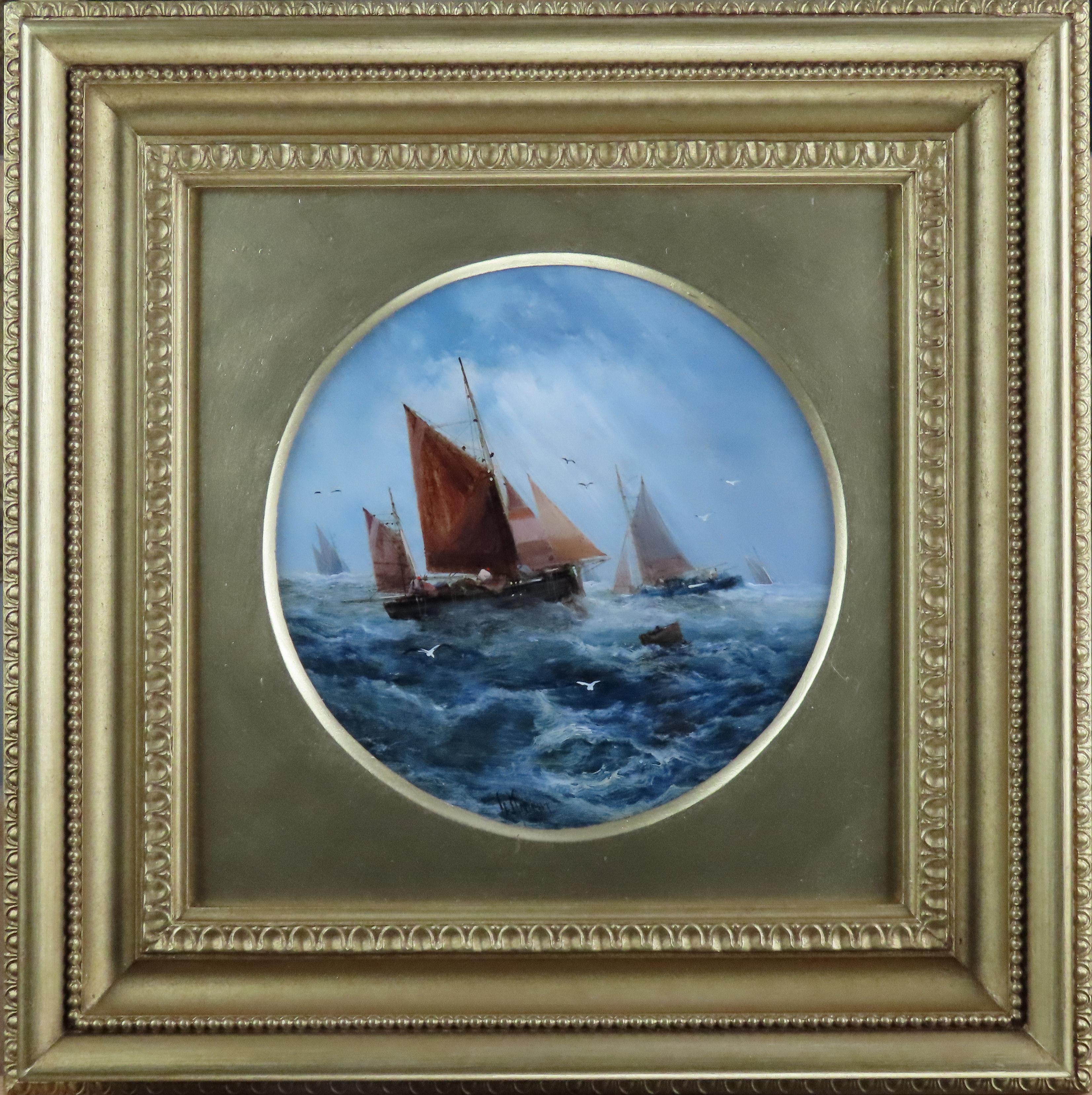 Ein Satz von vier Original-Ölen auf Karton von George Knight, 