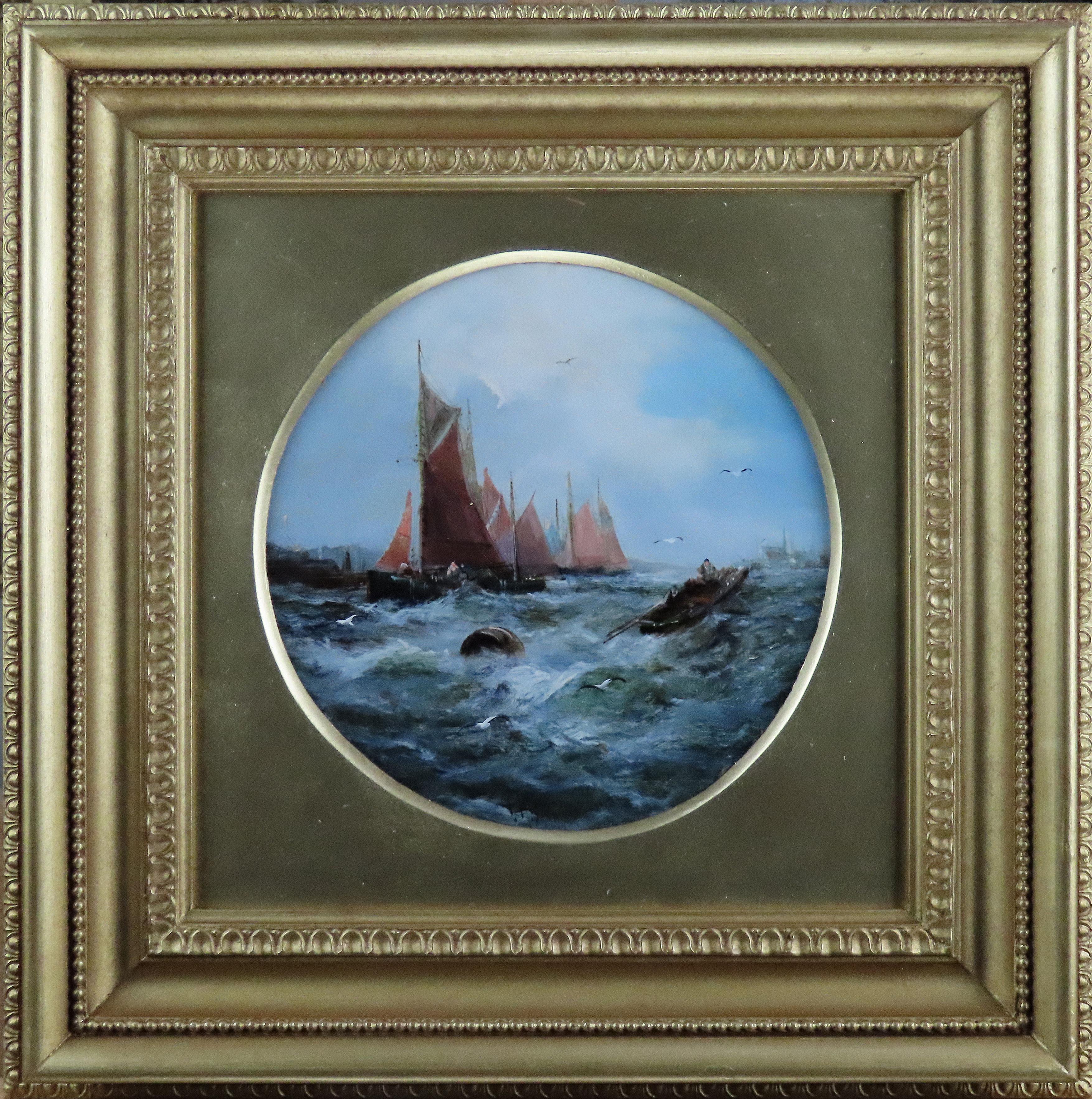 Ein Satz von vier Original-Ölen auf Karton von George Knight, 