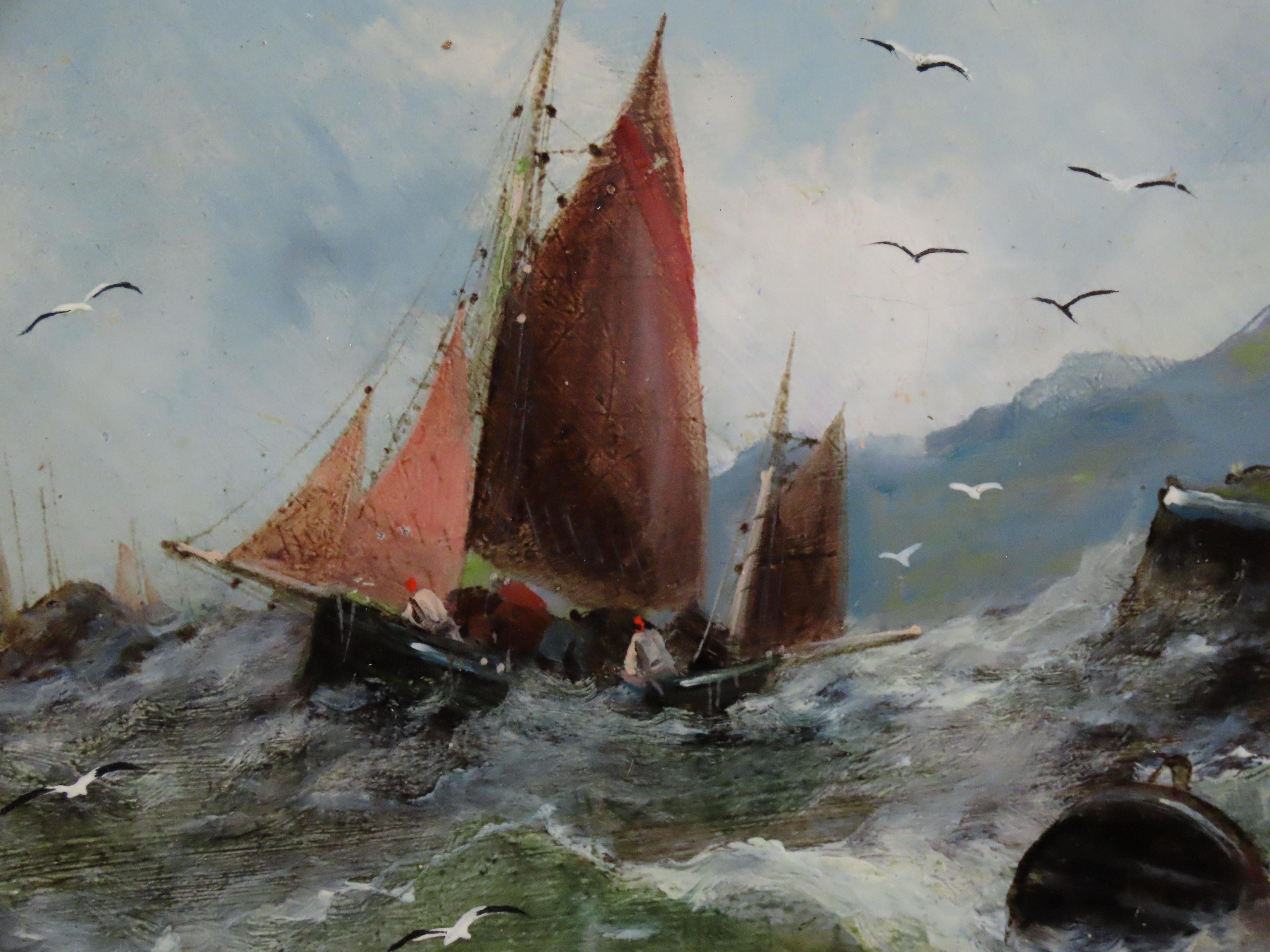 Ein Satz von vier Original-Ölen auf Karton von George Knight, 