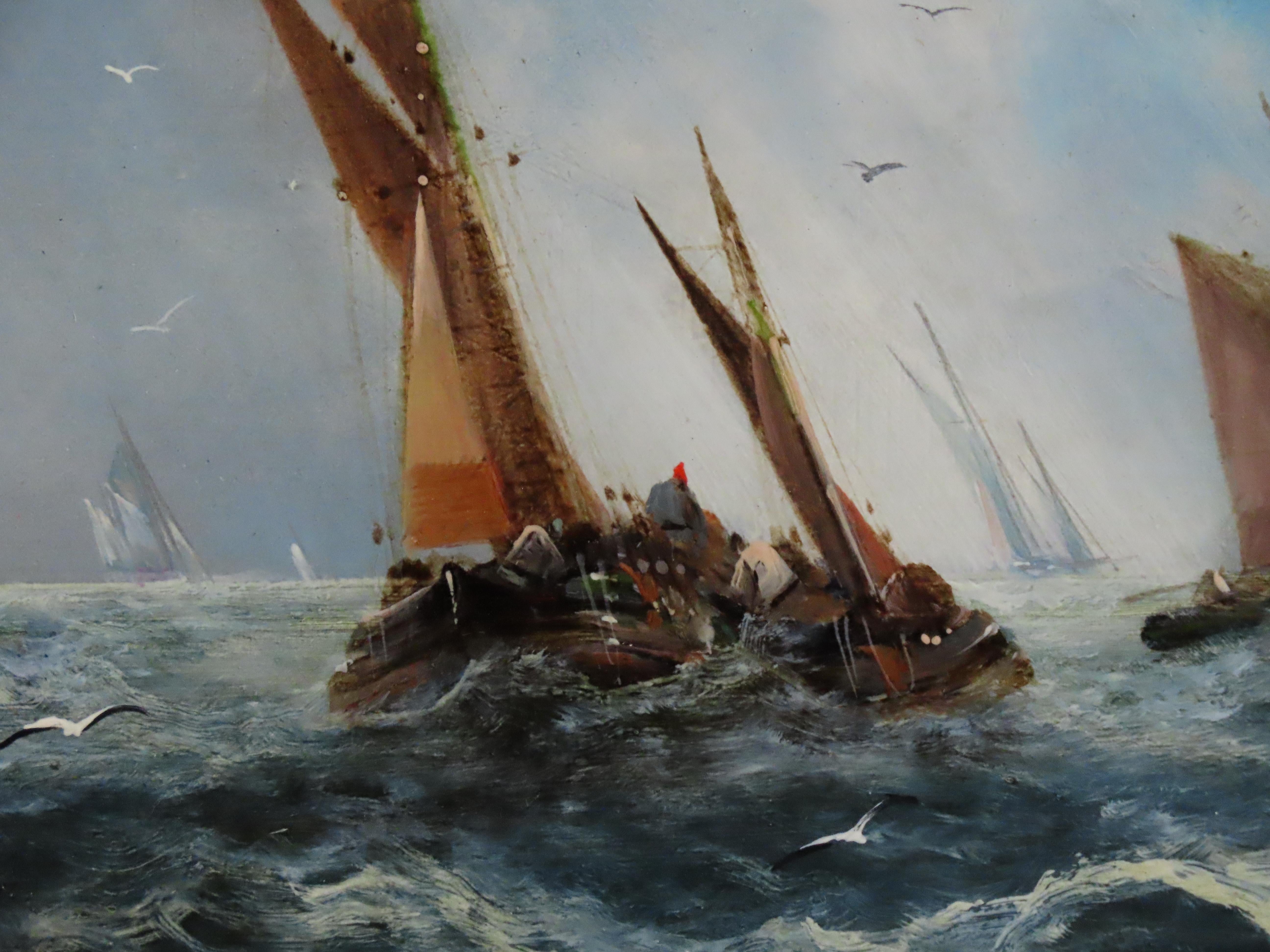 Ein Satz von vier Original-Ölen auf Karton von George Knight, 