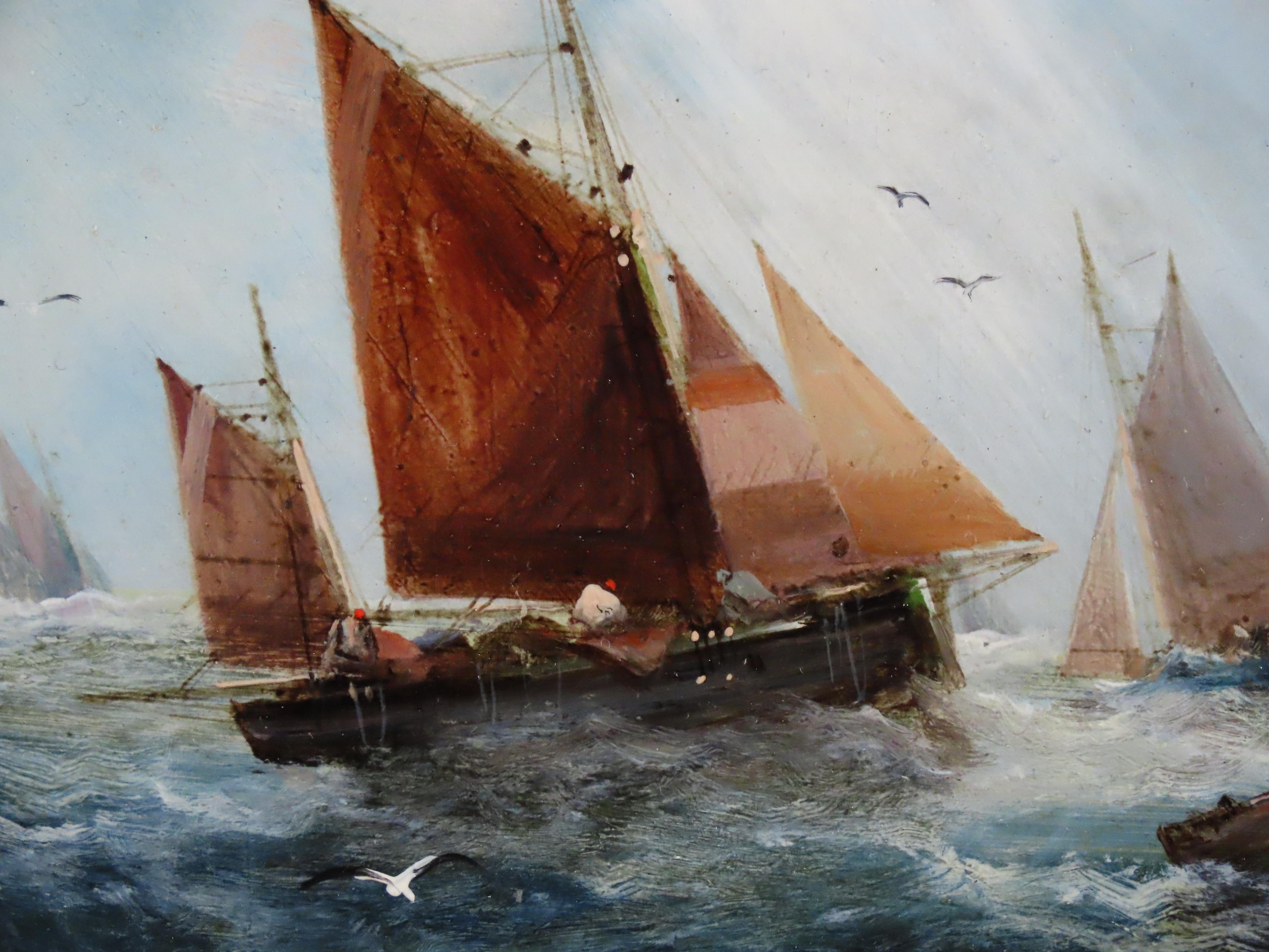 Ein Satz von vier Original-Ölen auf Karton von George Knight, 