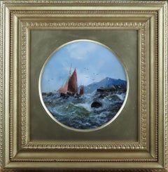 A Set of Four Original Oils on Board by George Knight, "Fishing off the Coast"