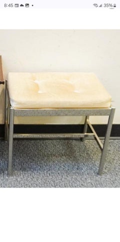George Koch Sons Chrome-Plated Steel Silk Velvet Upholstered Stool / Bench