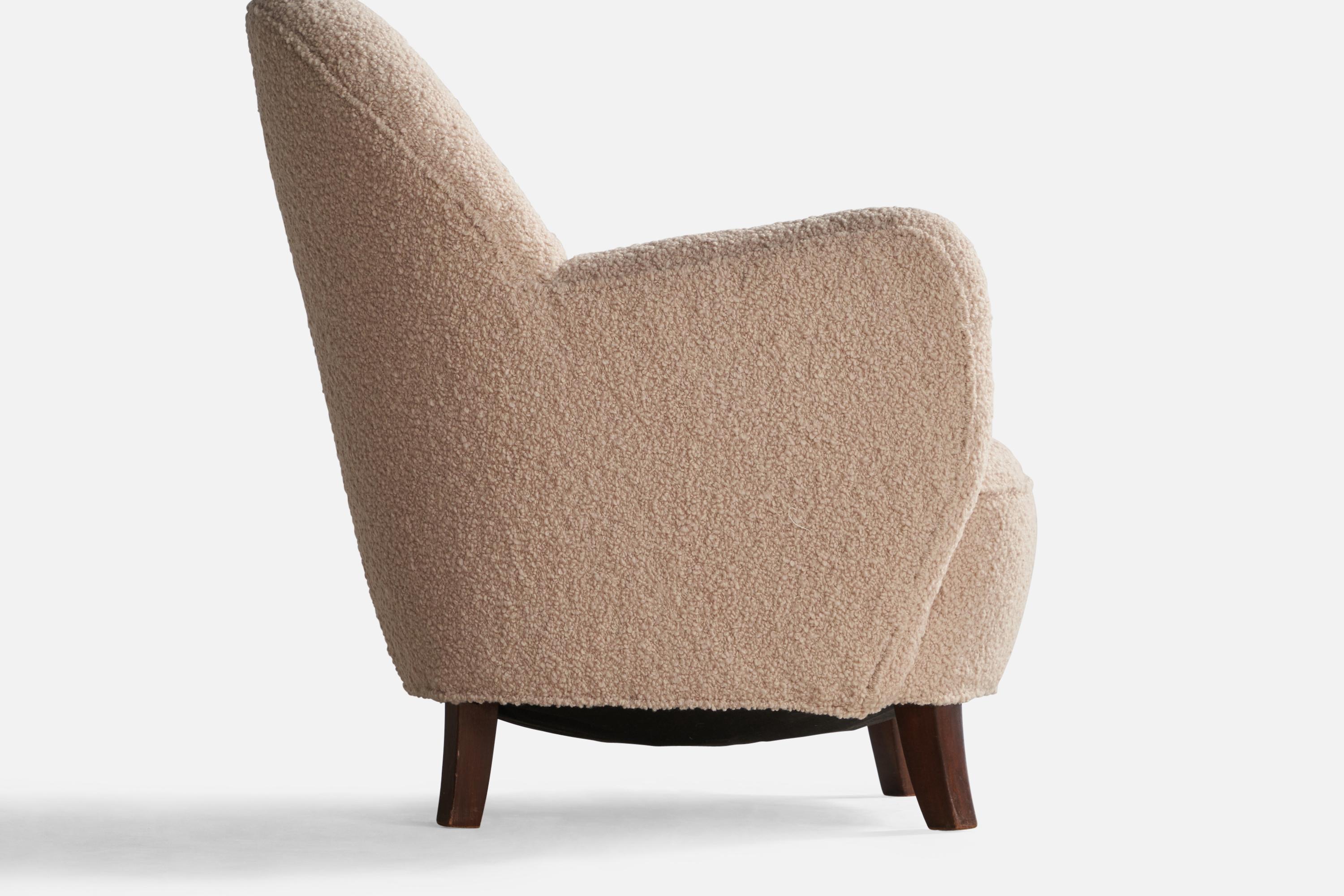 Mid-20th Century George Kofoed, Lounge Chair, Fabric, Wood, Denmark, 1940s For Sale