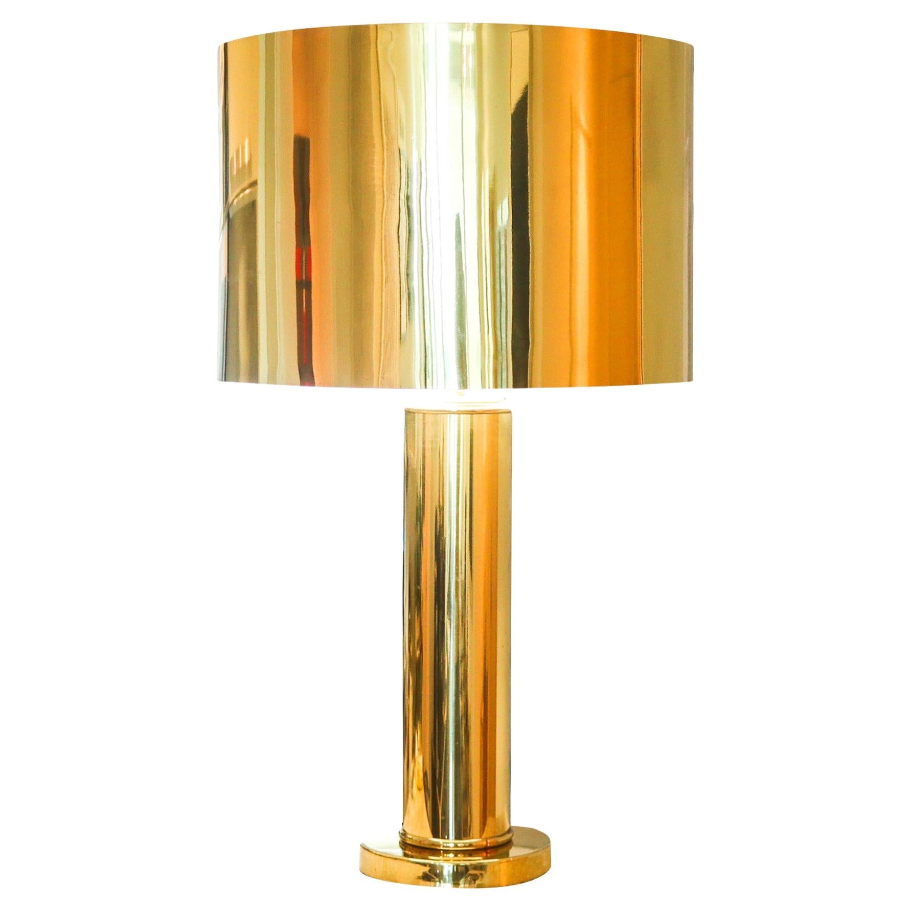 George Kovacs 1960 Mid Century Modern Large Desk-Table Lamp In Polished Brass For Sale