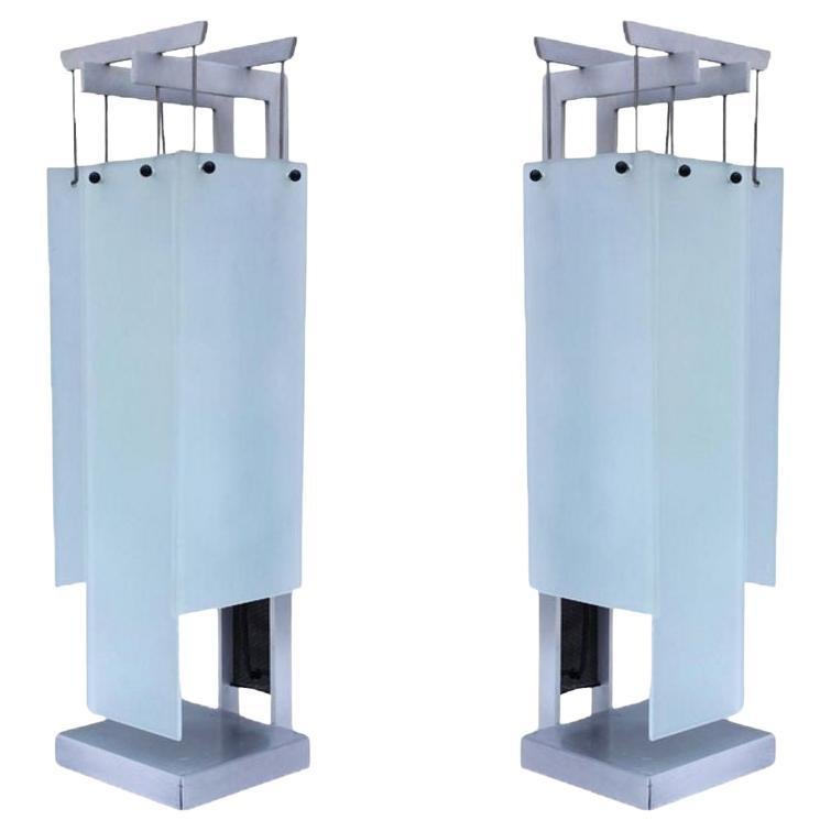 George Kovacs Architectural Aluminum Table Lamp - Pair For Sale