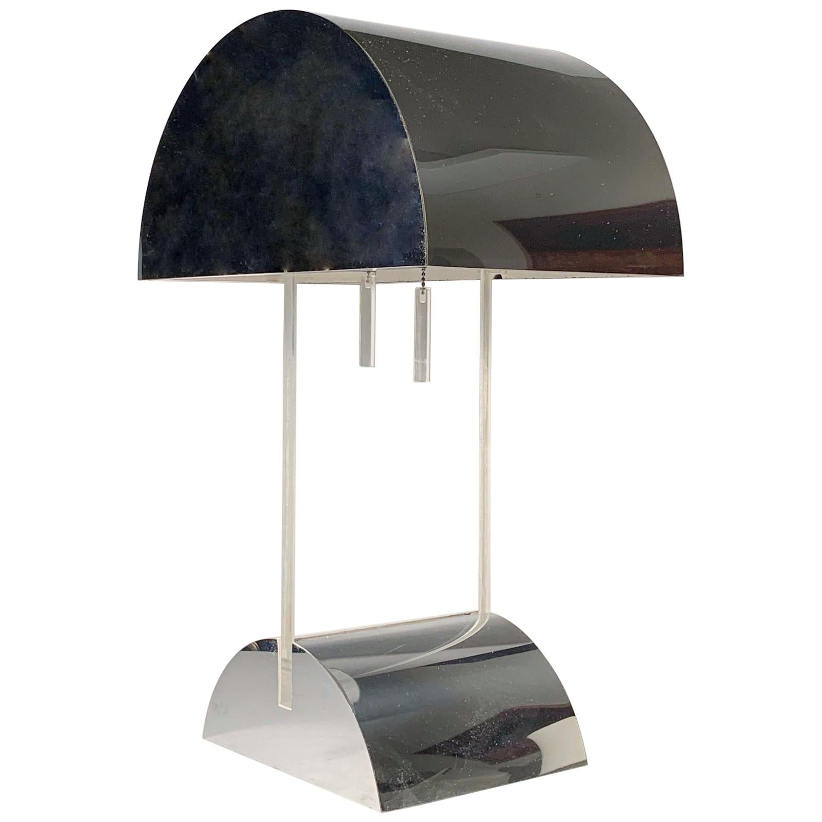 George Kovacs Chrome and Lucite Table Lamp