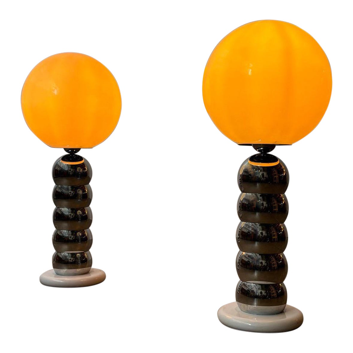 Tischlampen aus Chrom und Opalglas von George Kovacs, 1970er Jahre
