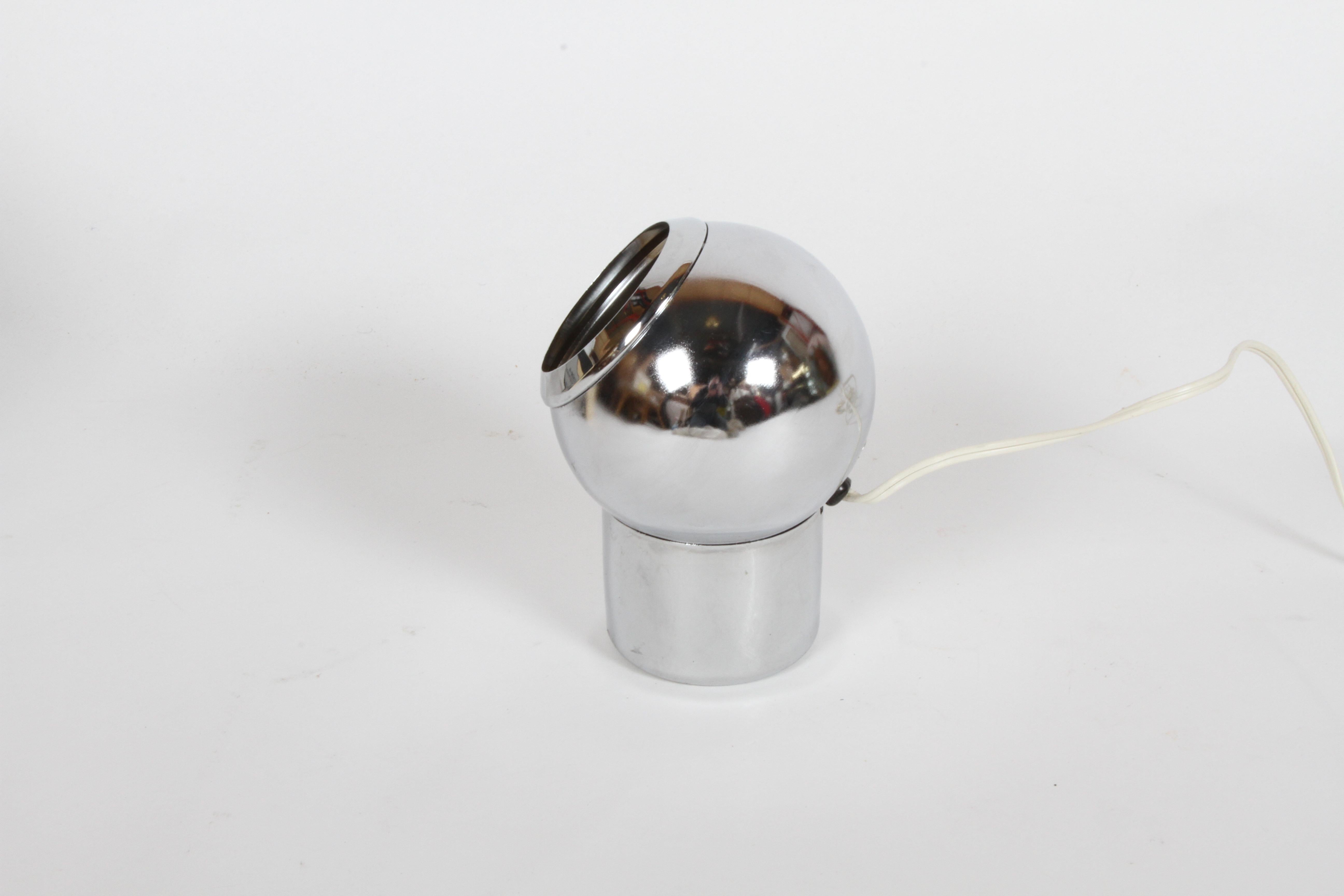 George Kovacs' small contribution to art, chrome globe ball adjustable art accent light, new in the box, never used or NOS. Model #1711 Mid-Century Modern.