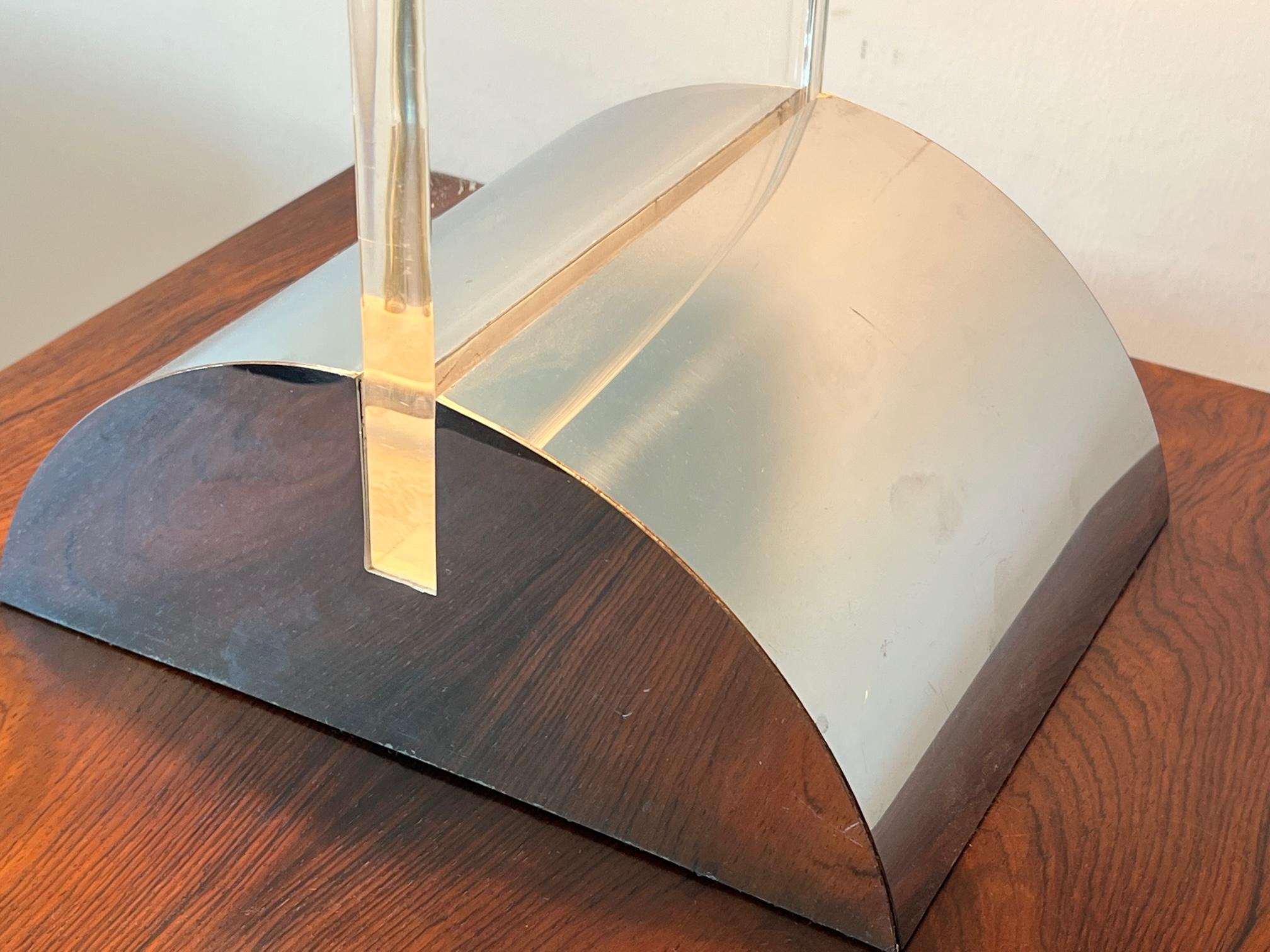 A real 1970's lucite and chrome table lamp by George Kovacs. Large scale at 26