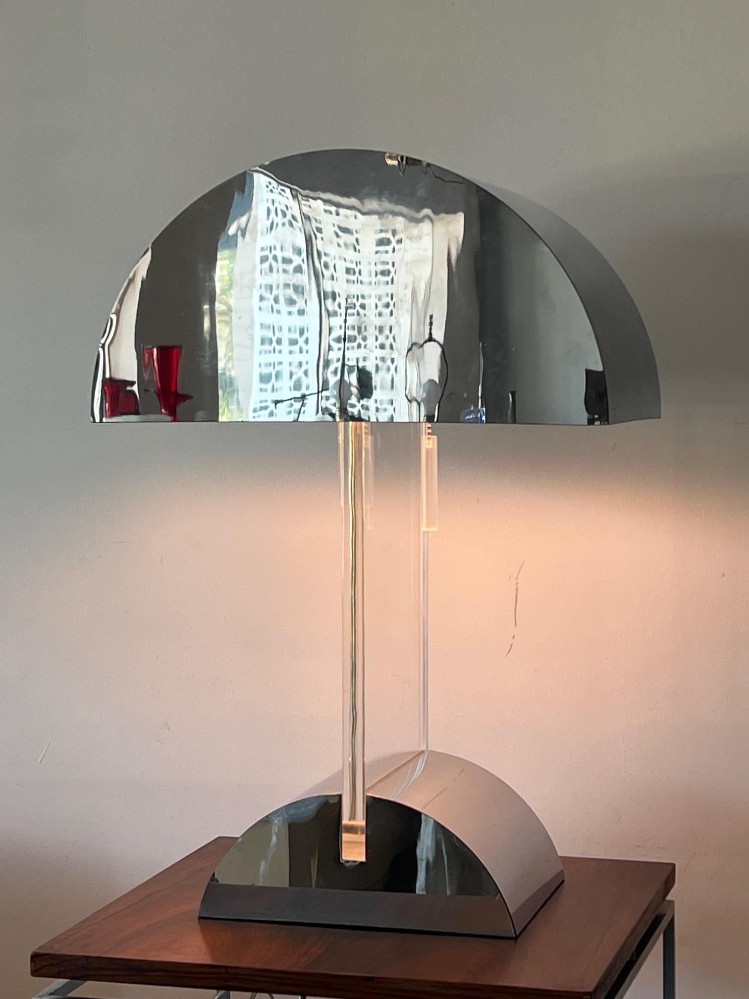 American George Kovacs Lucite And Chrome Table Lamp ca' 1970's For Sale