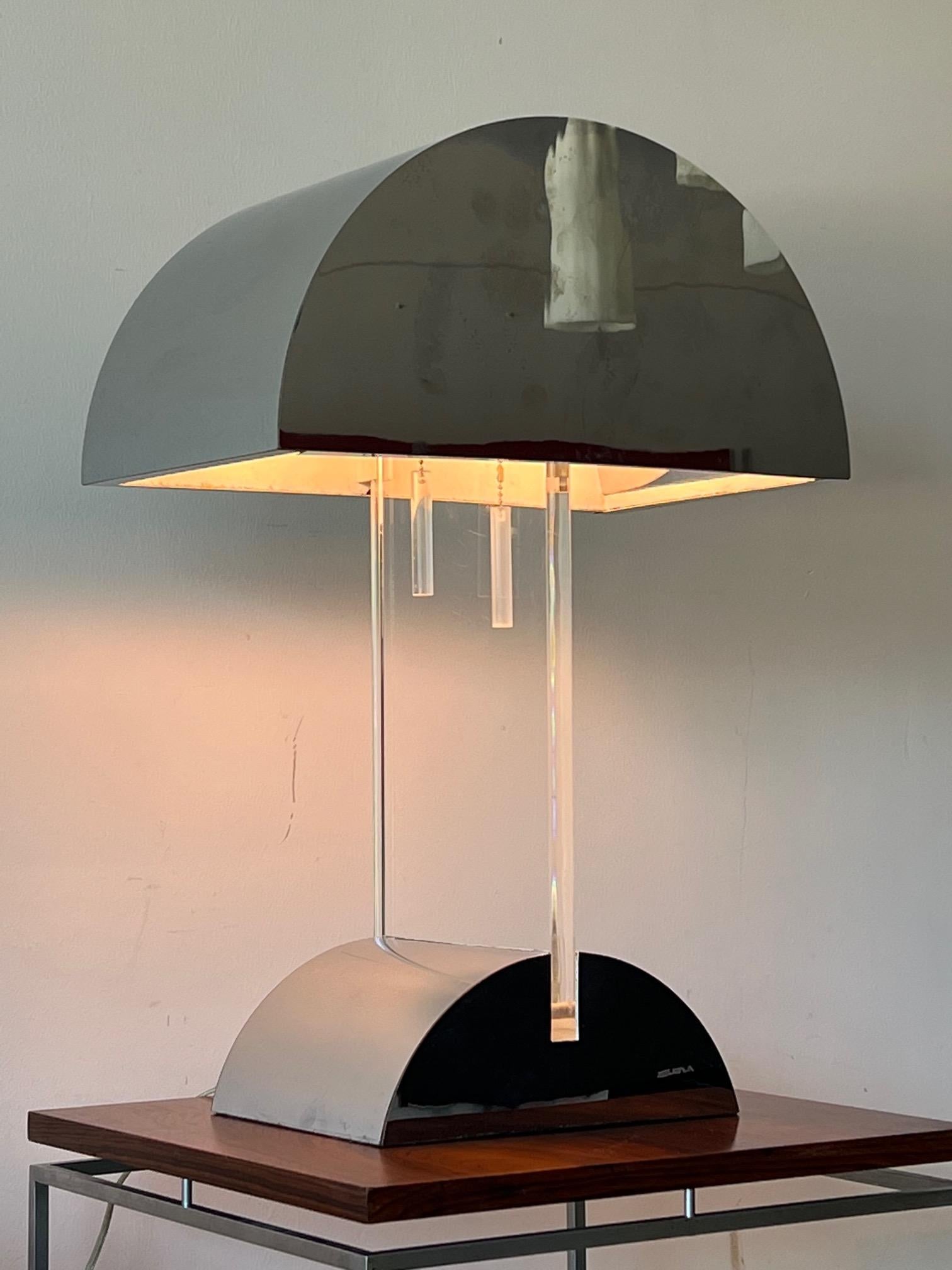 George Kovacs Lucite And Chrome Table Lamp ca' 1970's In Good Condition For Sale In St.Petersburg, FL