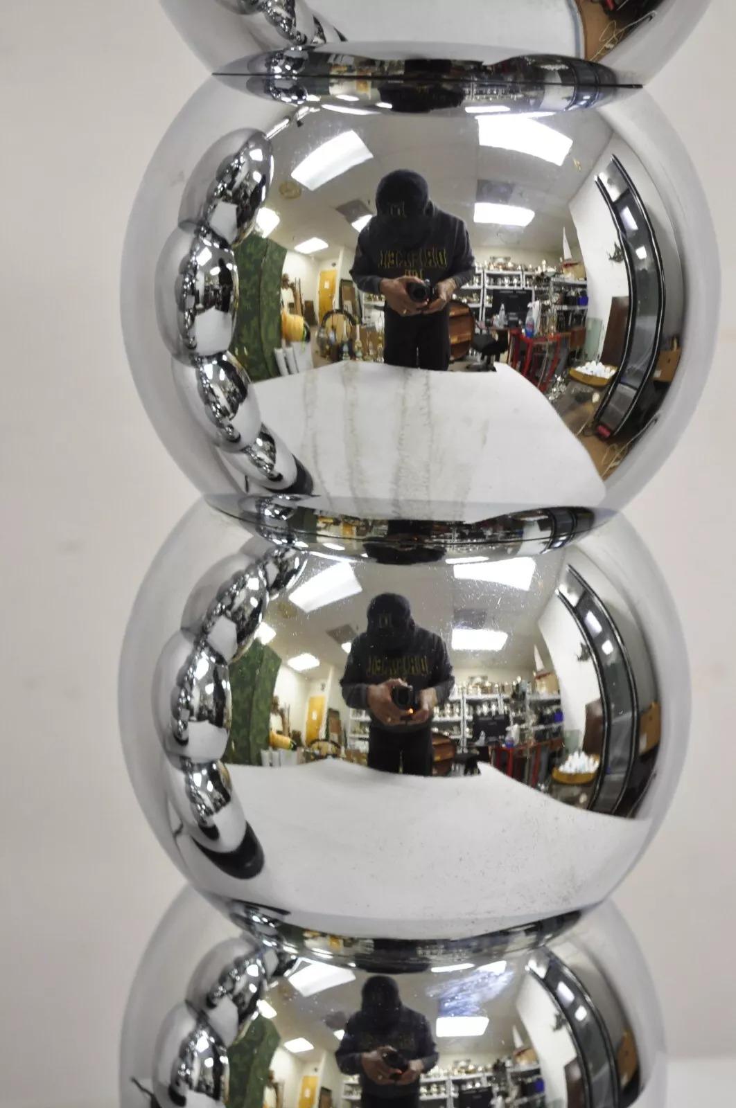 20th Century George Kovacs Mid Century Modern Chrome 4 Stacked Ball Table Lamps - a Pair